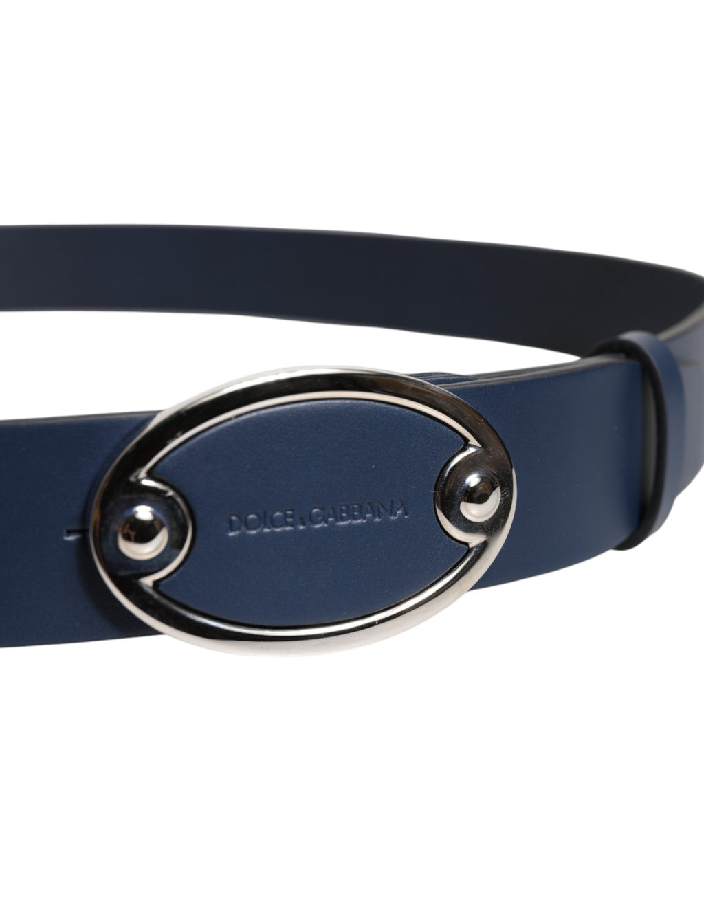 Dolce &amp; Gabbana Blauer Ledergürtel mit klassischer Metall-Logoschnalle