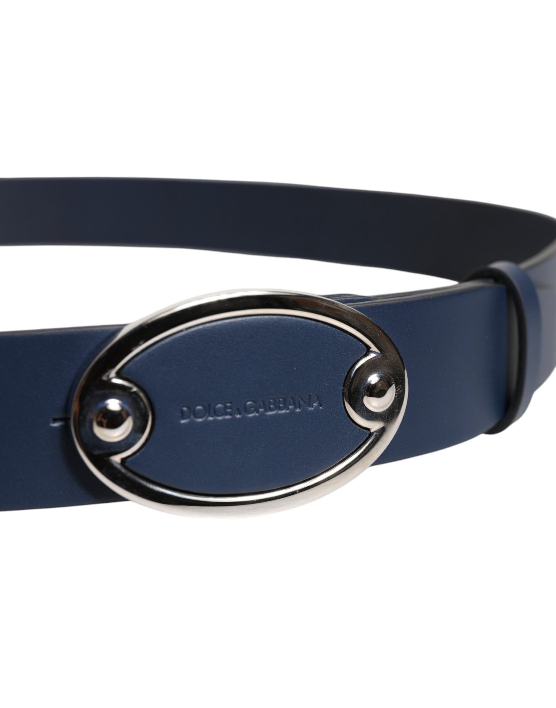 Dolce &amp; Gabbana Blauer Ledergürtel mit klassischer Metall-Logoschnalle