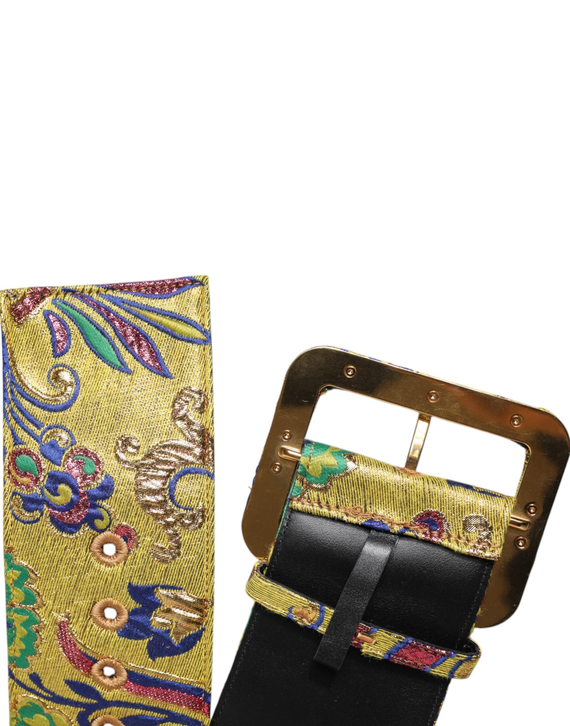 Dolce &amp; Gabbana – Breiter Taillengürtel aus mehrfarbigem Jacquard mit Blumenmuster