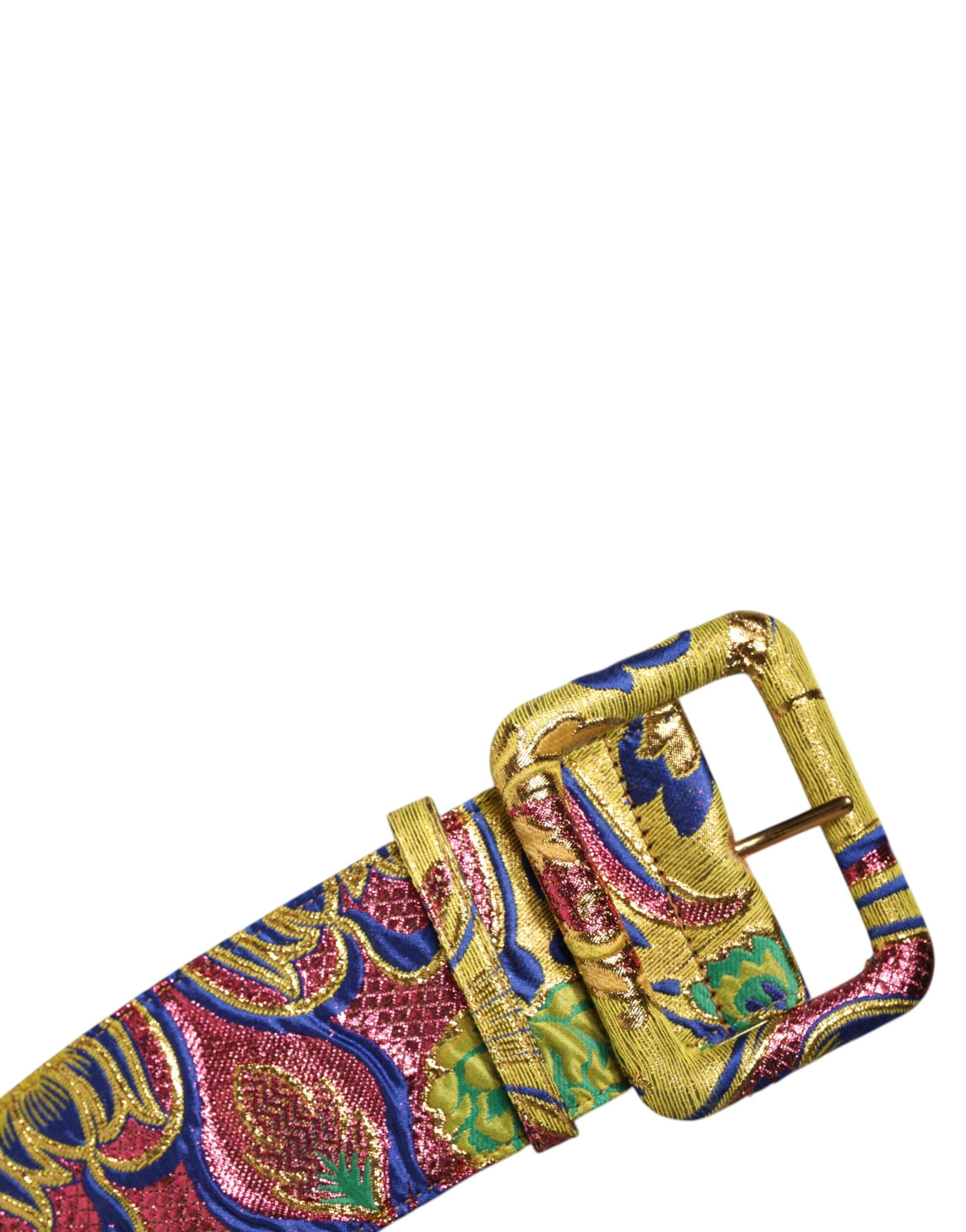 Dolce &amp; Gabbana – Breiter Taillengürtel aus mehrfarbigem Jacquard mit Blumenmuster