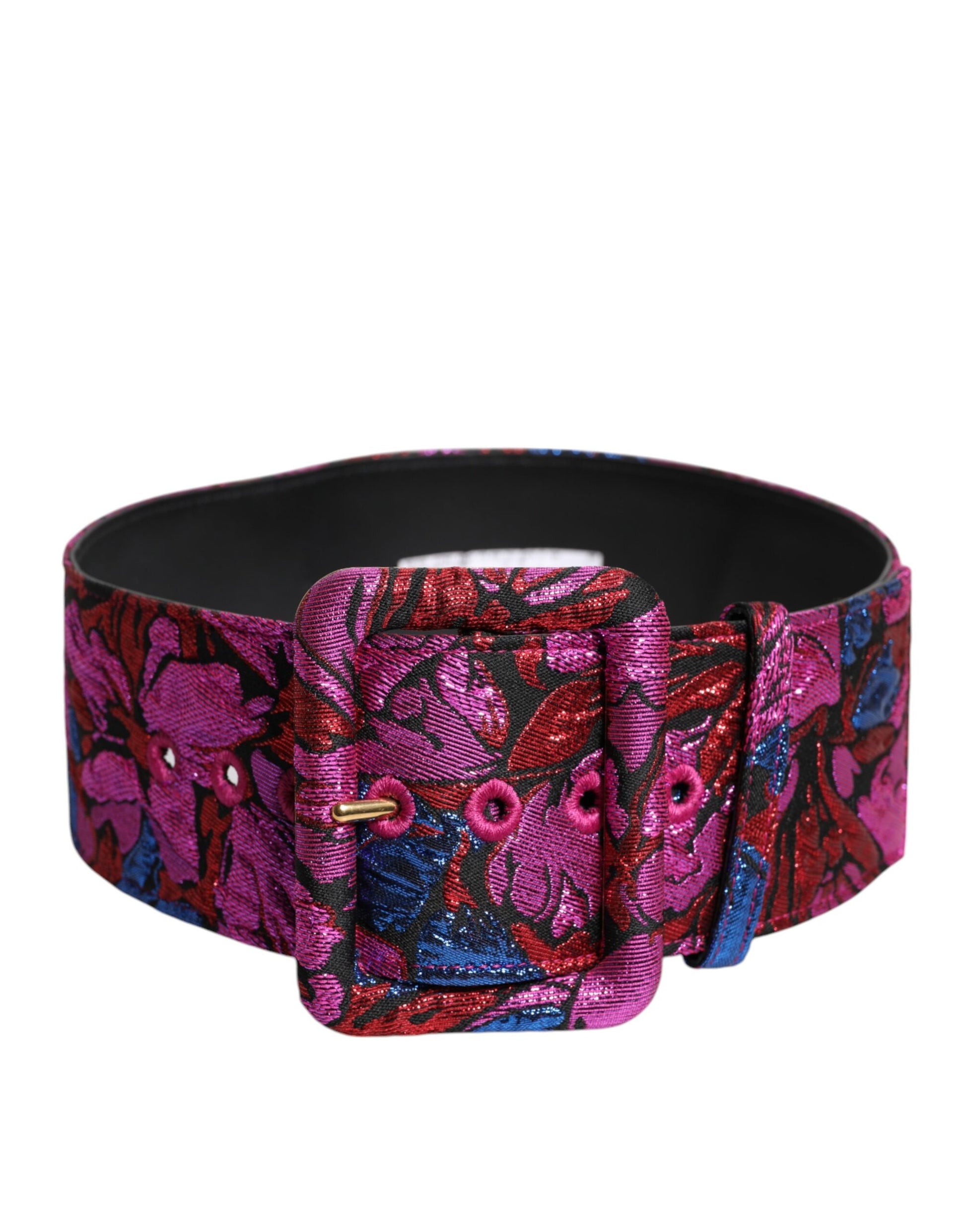 Dolce &amp; Gabbana – Breiter Taillengürtel aus Jacquard-Lurex mit Blumenmuster und Schnalle