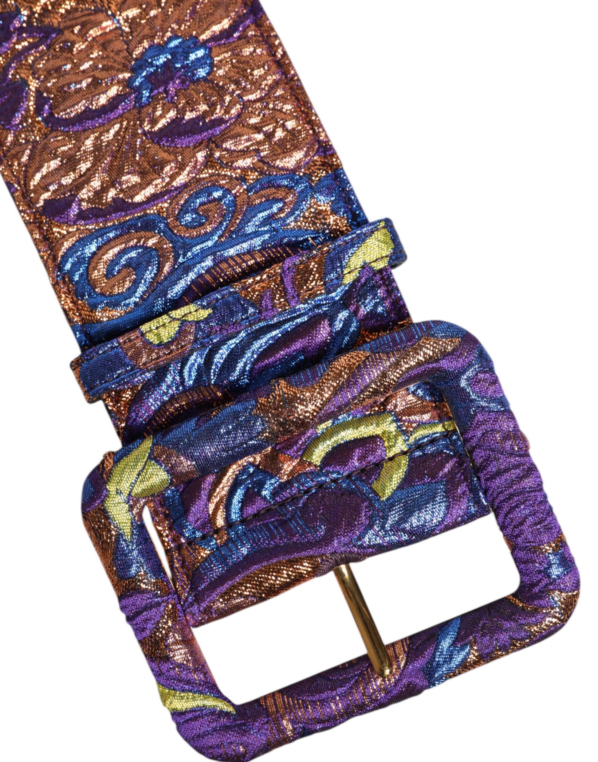 Dolce &amp; Gabbana – Breiter Taillengürtel aus Jacquard-Lurex mit Blumenmuster und Schnalle