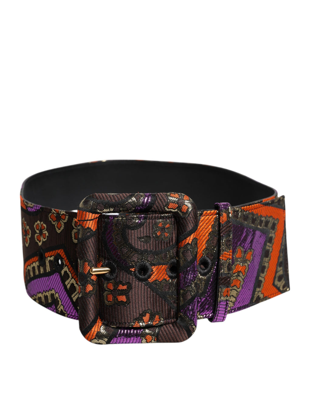 Dolce &amp; Gabbana – Breiter Taillengürtel aus Jacquard-Lurex mit Blumenmuster und Schnalle