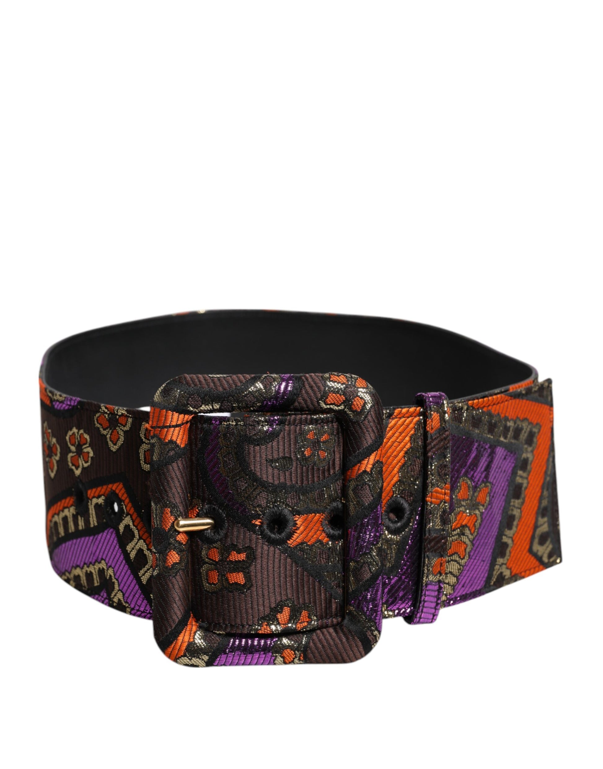 Dolce &amp; Gabbana – Breiter Taillengürtel aus Jacquard-Lurex mit Blumenmuster und Schnalle