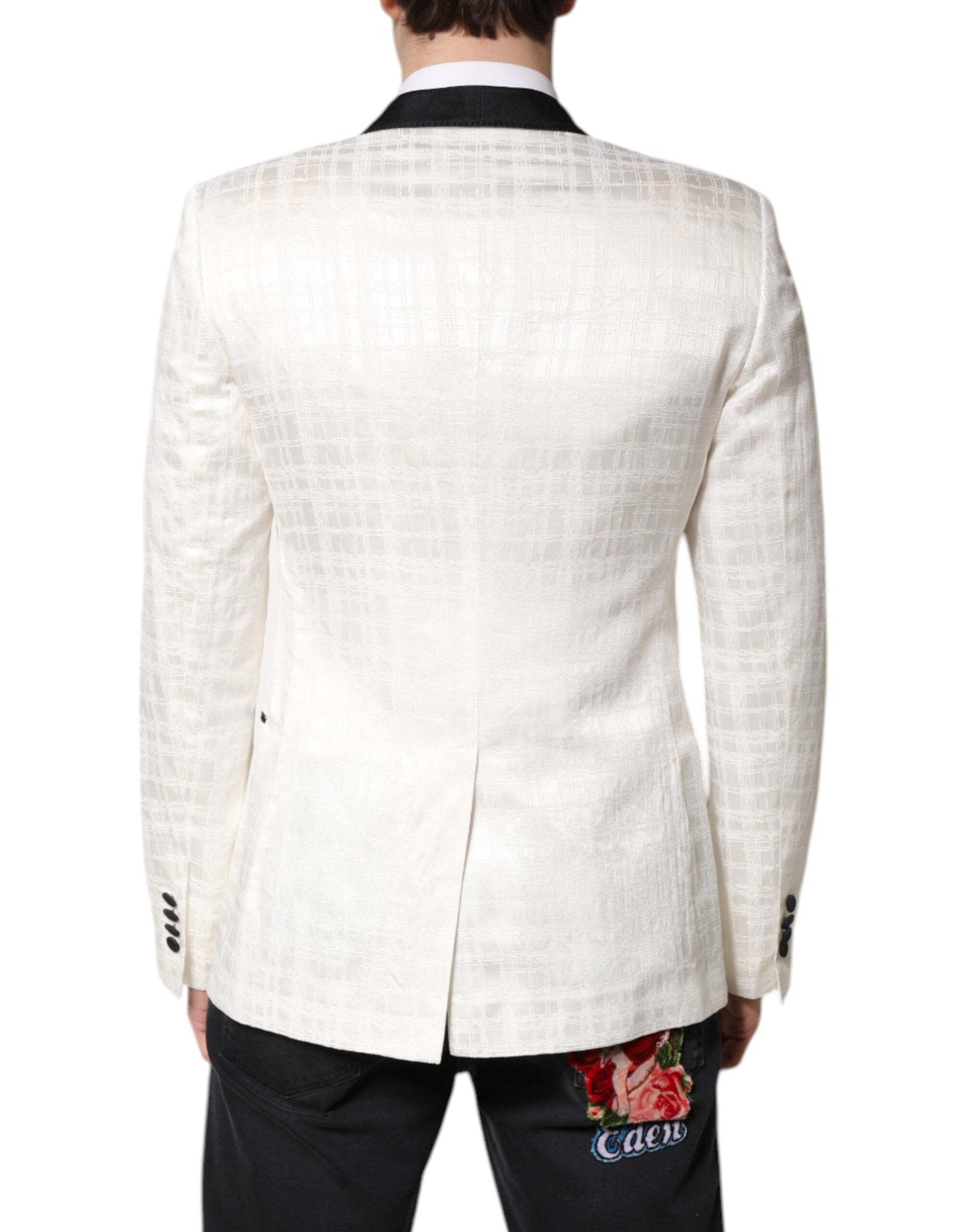 Dolce &amp; Gabbana Weiß Schwarz Einreihiger Mantel Blazer Anzug