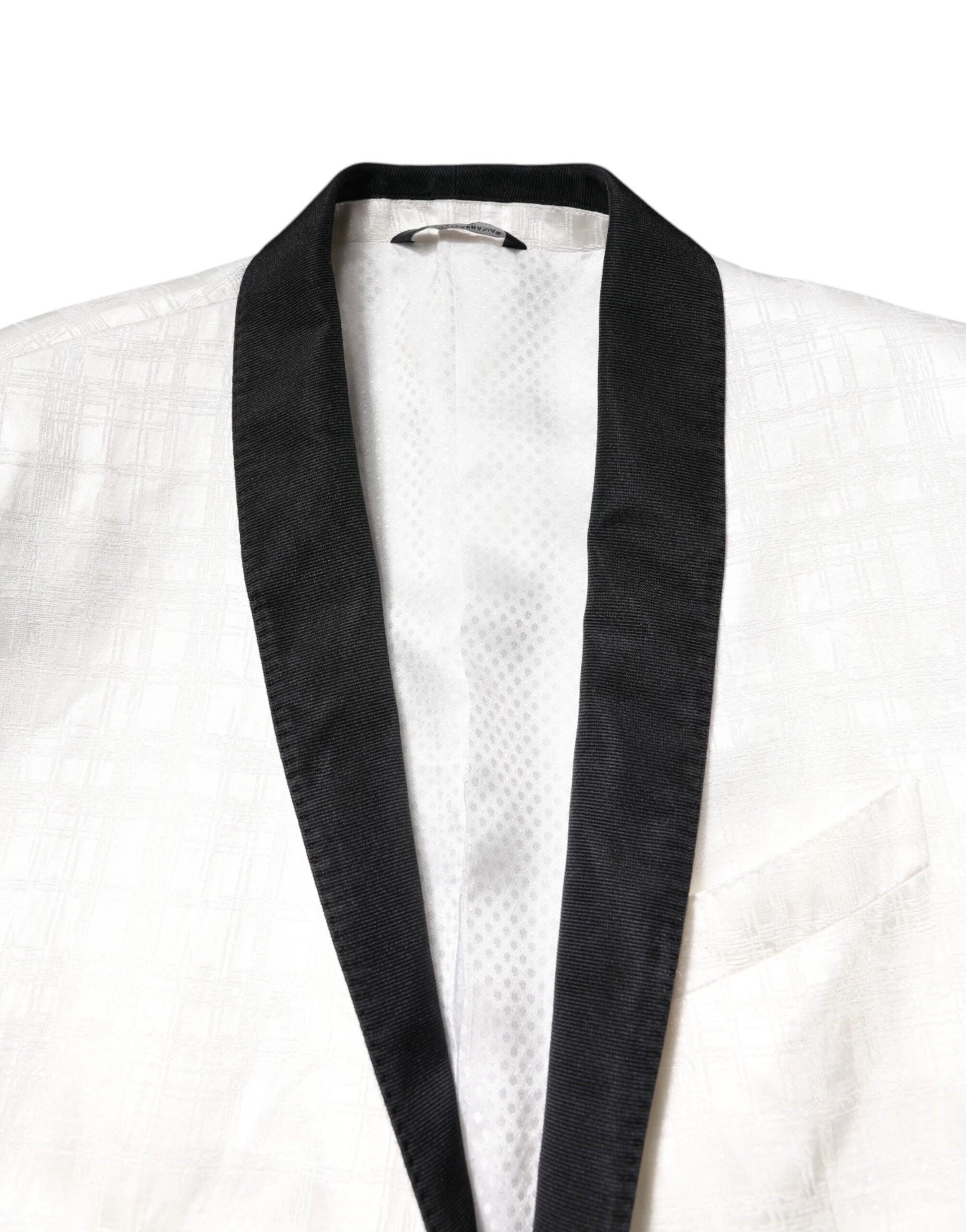 Dolce &amp; Gabbana Weiß Schwarz Einreihiger Mantel Blazer Anzug