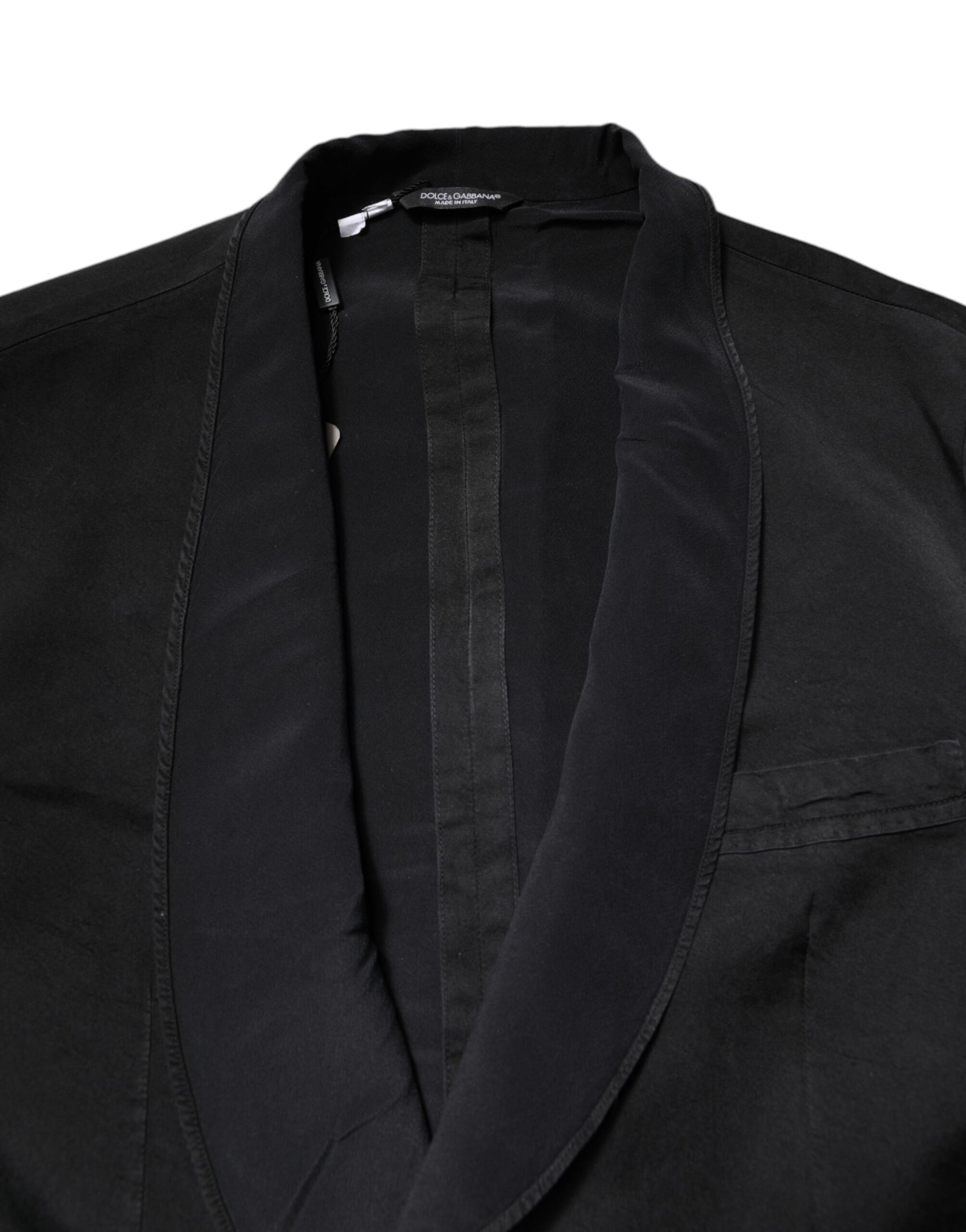 Dolce &amp; Gabbana – Einreihiger Blazeranzug aus schwarzer Seide