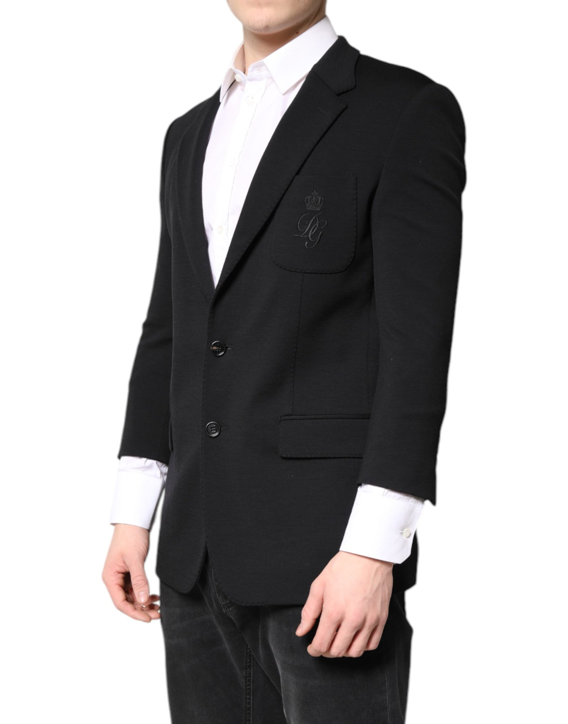 Dolce &amp; Gabbana Schwarzer einreihiger Herrenmantel Blazeranzug