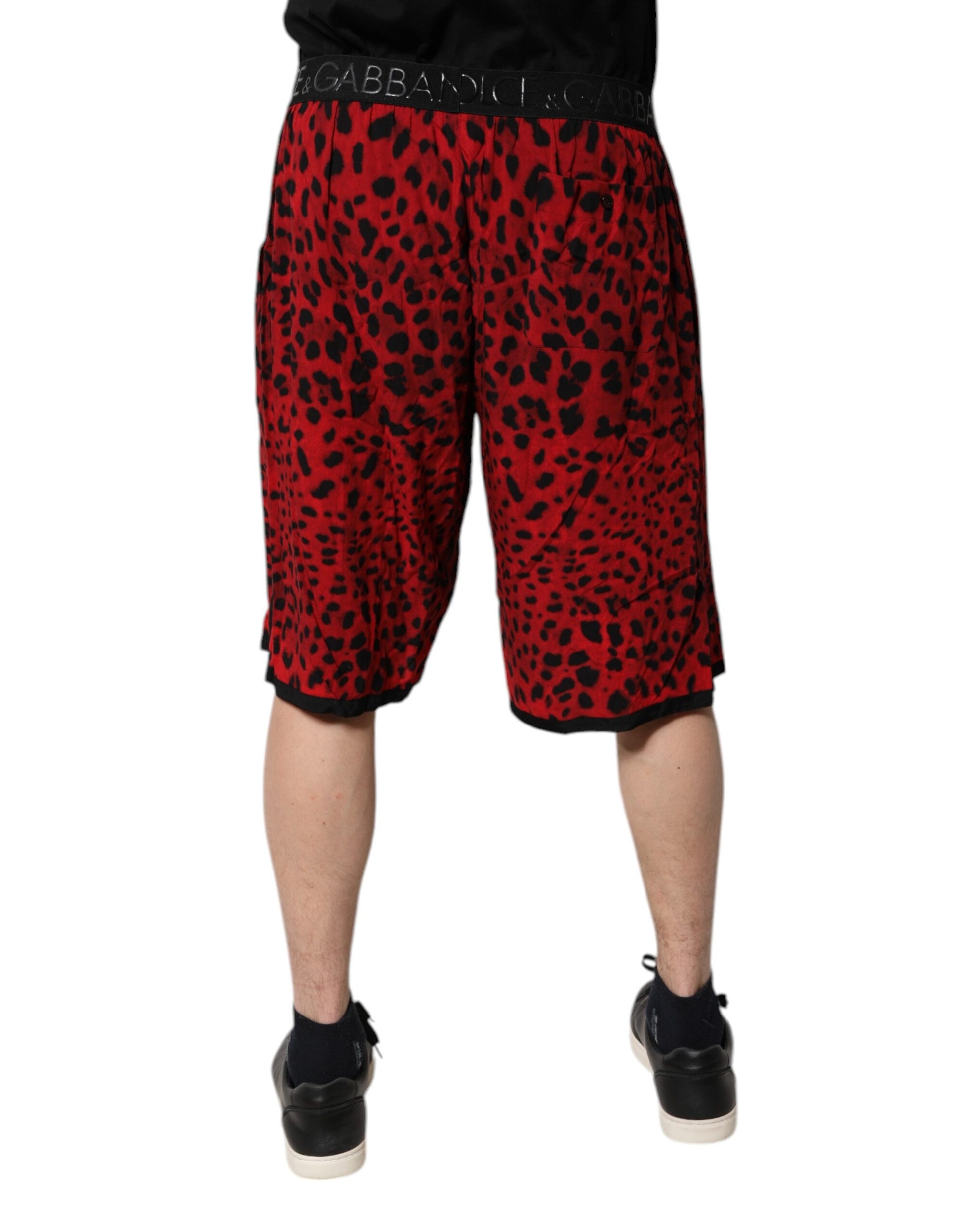 Dolce &amp; Gabbana – Bermudashorts aus Viskose mit rotem Leopardenmuster