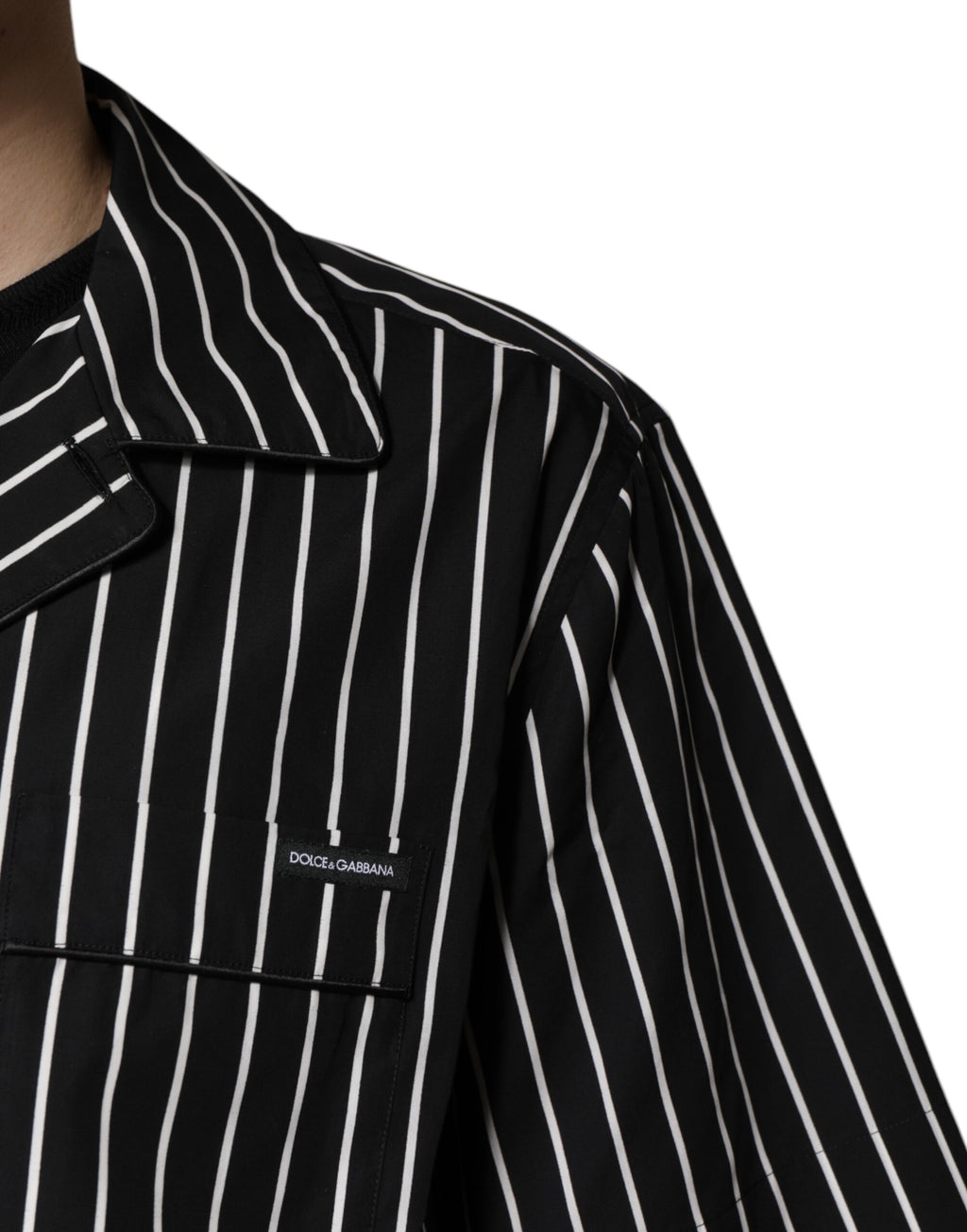 Dolce &amp; Gabbana Schwarz Weiß Streifen Baumwolle Männer Pyjama Set Nachtwäsche