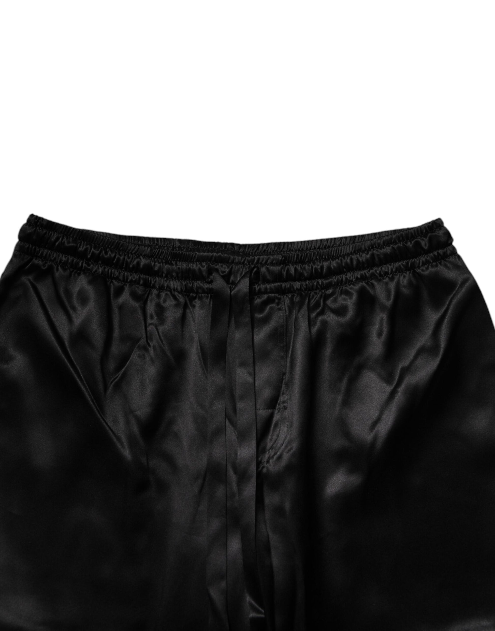 Dolce &amp; Gabbana – Pyjama-Set aus schwarzer Seide mit Hemd und Hose
