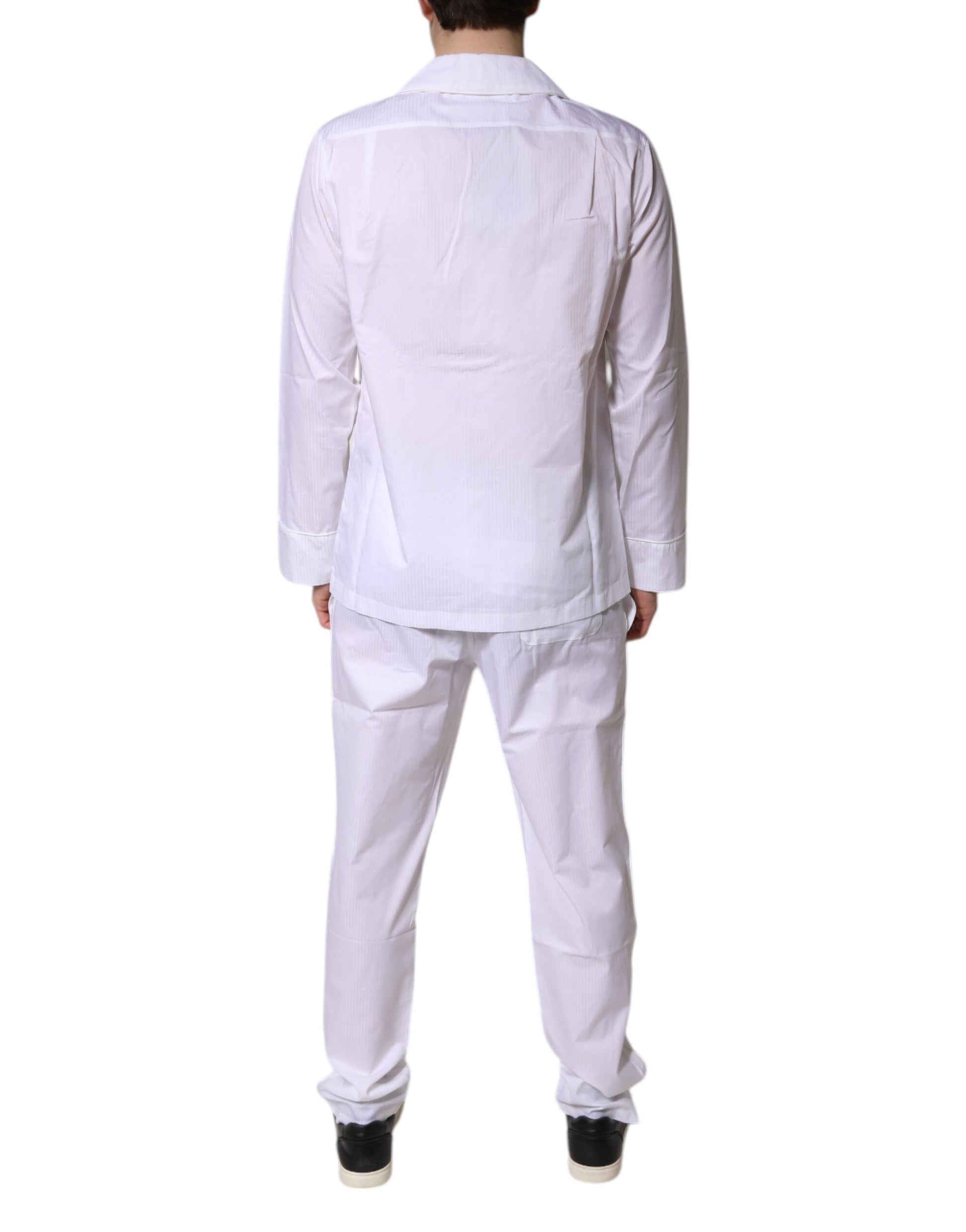 Dolce &amp; Gabbana Pyjama-Set aus weißer Baumwolle mit Hemd und Hose