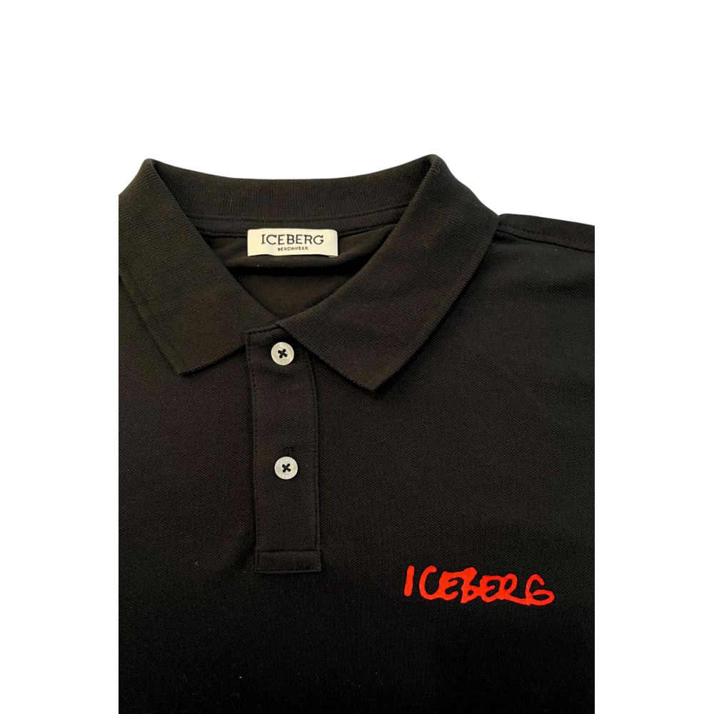 Iceberg Herren Poloshirt aus schwarzer Baumwolle