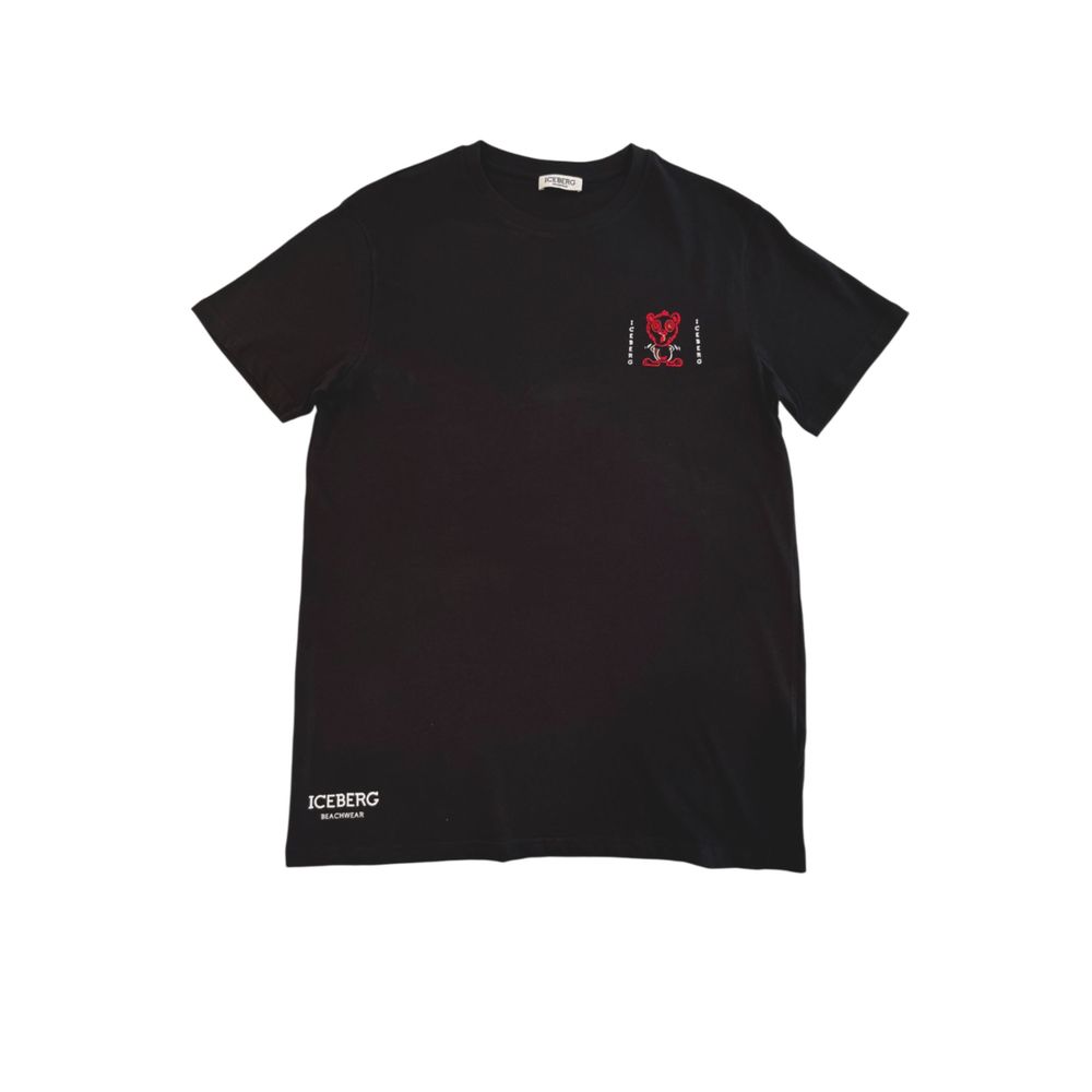 Iceberg Schwarzes Herren-T-Shirt aus Baumwolle
