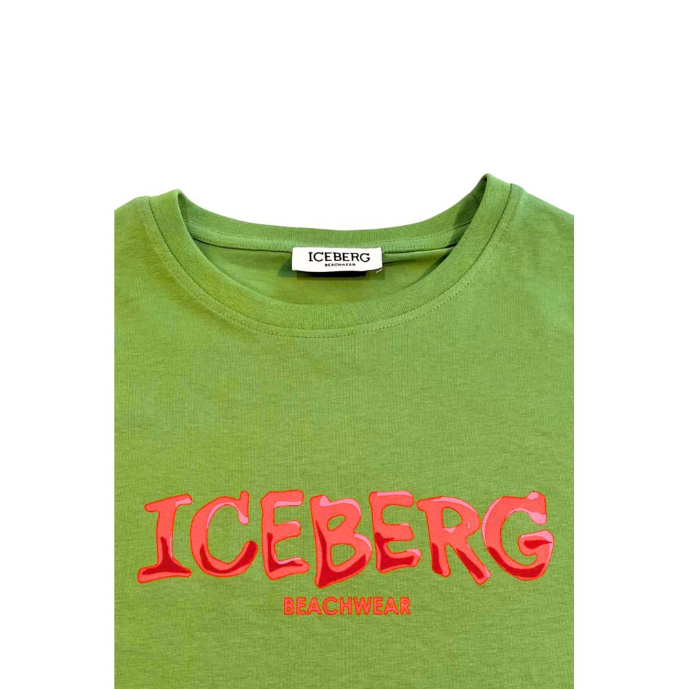 Iceberg Grünes Baumwoll-T-Shirt für Herren