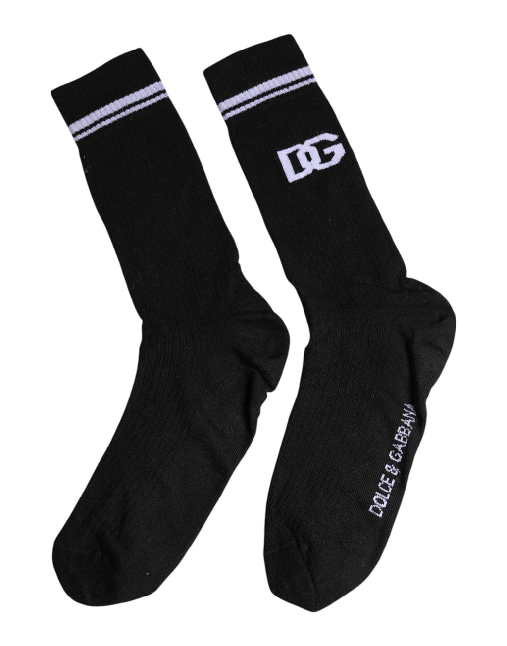 Dolce &amp; Gabbana – Wadenlange Herrensocken aus schwarzer Baumwolle mit Logo
