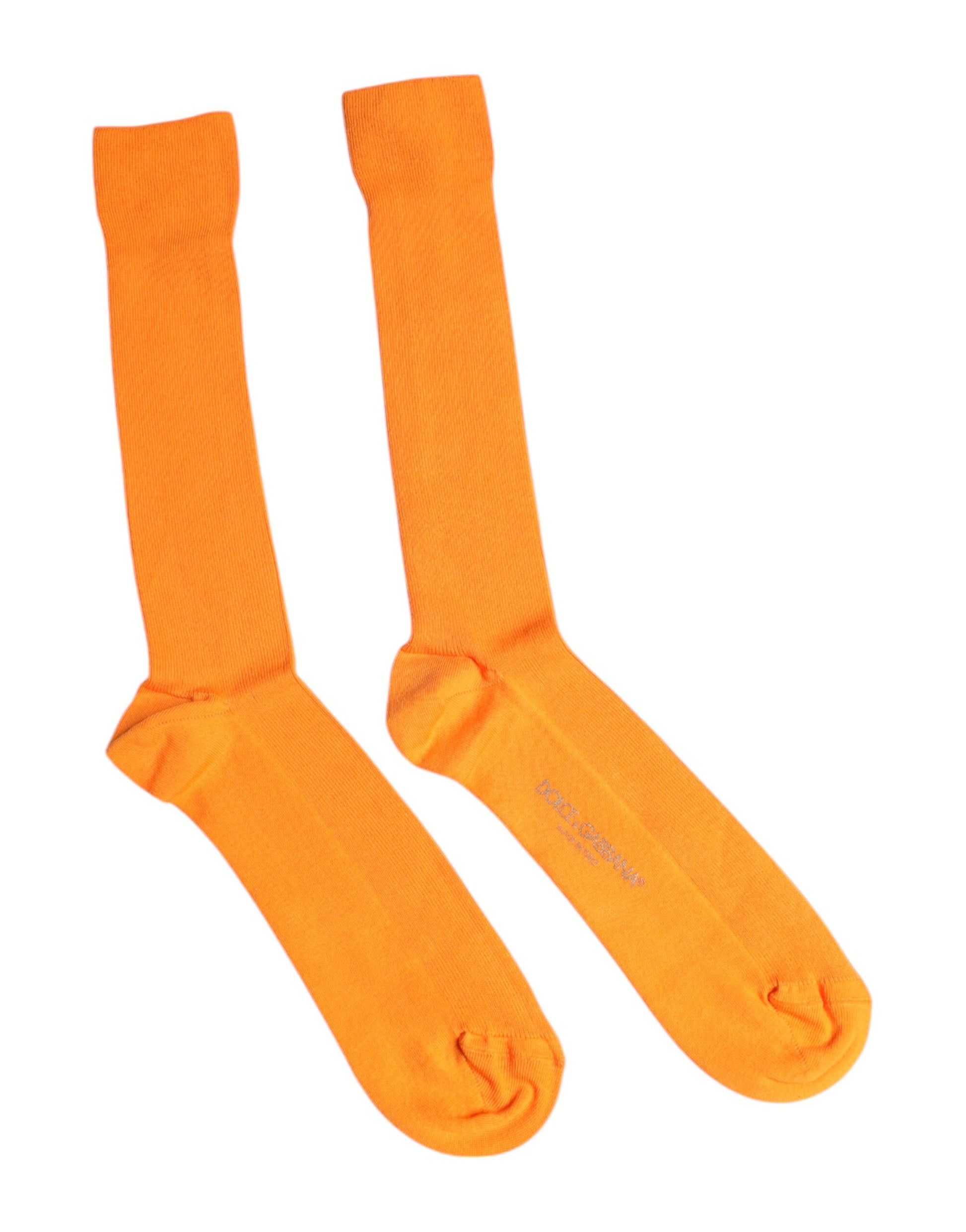Dolce &amp; Gabbana – Wadenlange Socken aus Baumwolle mit Logo in Orange