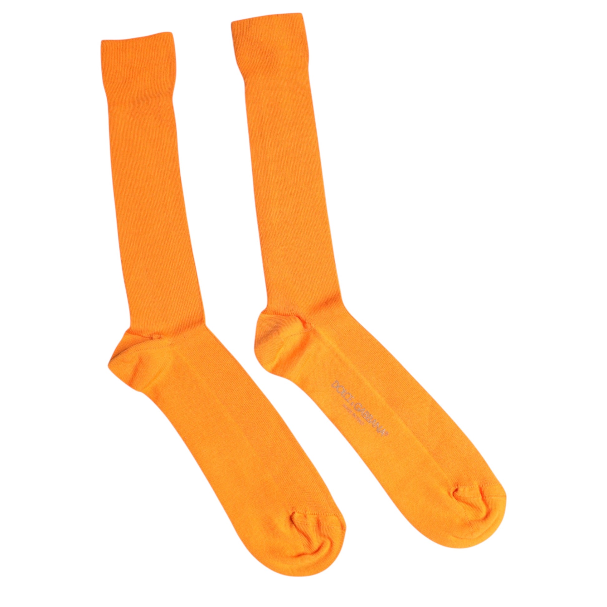 Dolce &amp; Gabbana – Wadenlange Socken aus Baumwolle mit Logo in Orange