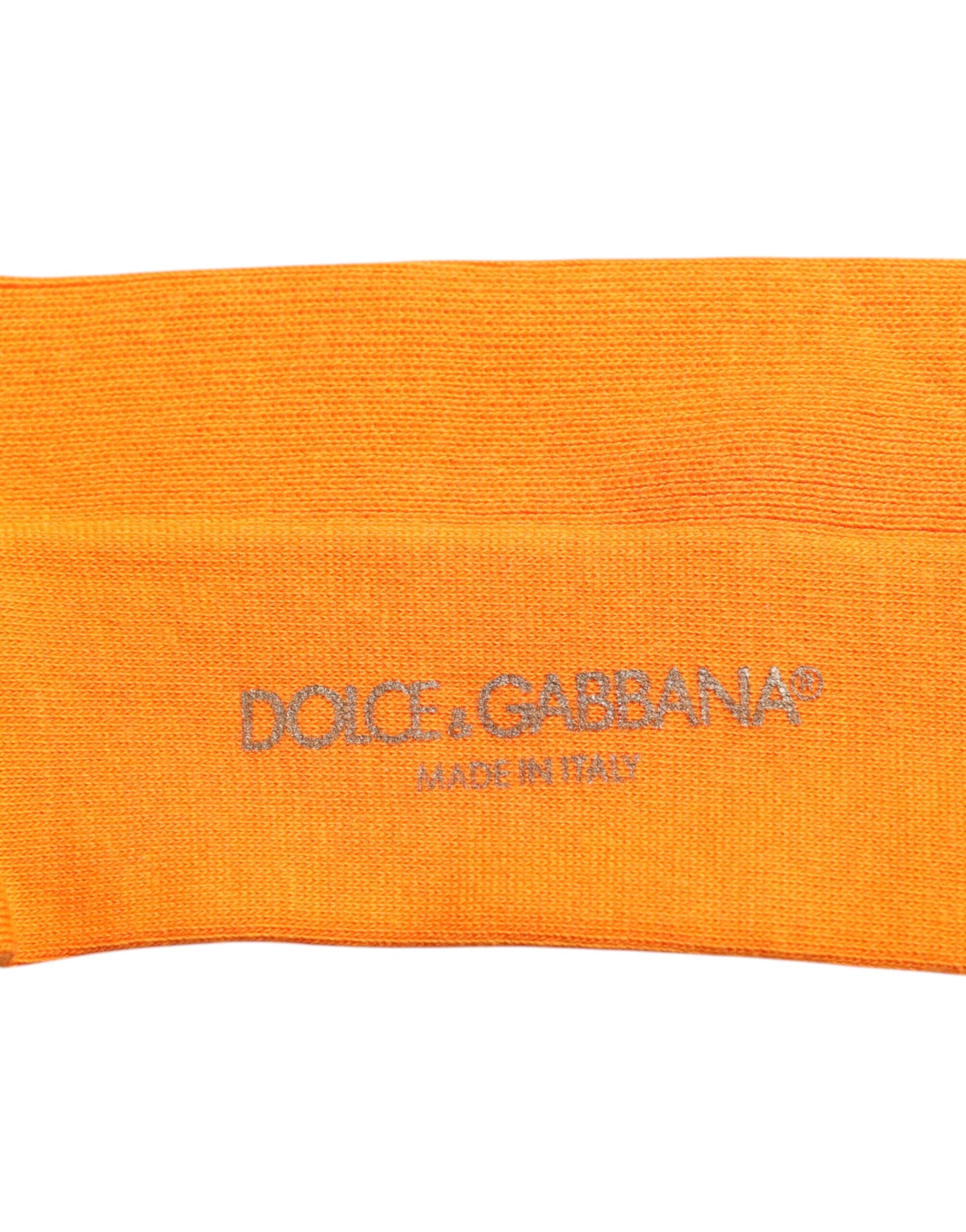 Dolce &amp; Gabbana – Wadenlange Socken aus Baumwolle mit Logo in Orange