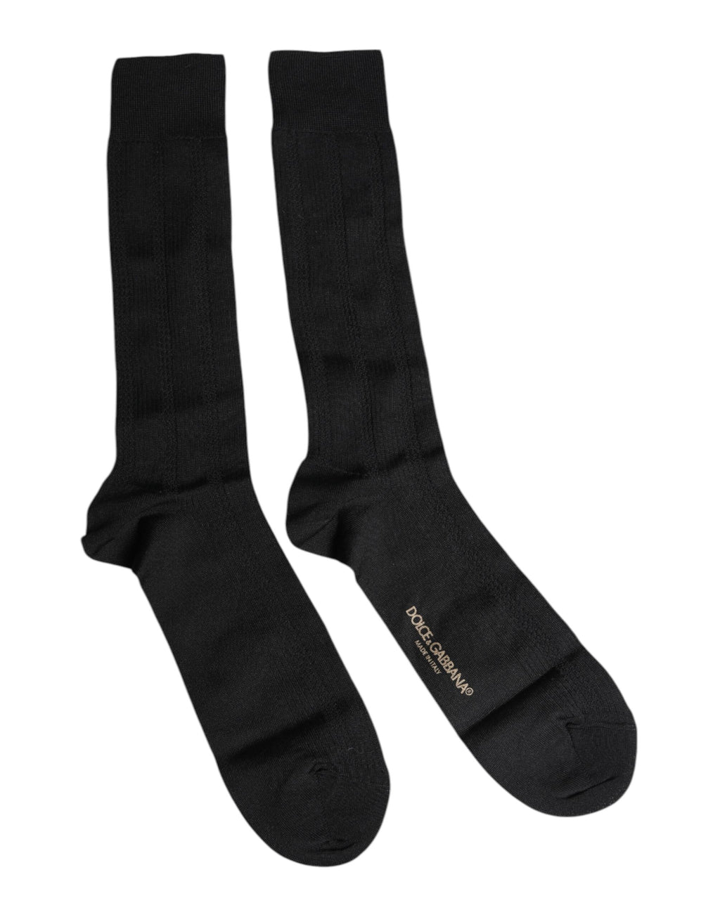 Dolce &amp; Gabbana – Wadenlange Herrensocken mit Stretch-Logo in Schwarz
