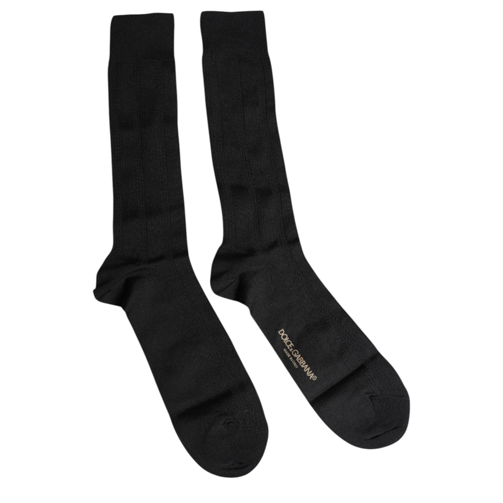 Dolce &amp; Gabbana – Wadenlange Herrensocken mit Stretch-Logo in Schwarz