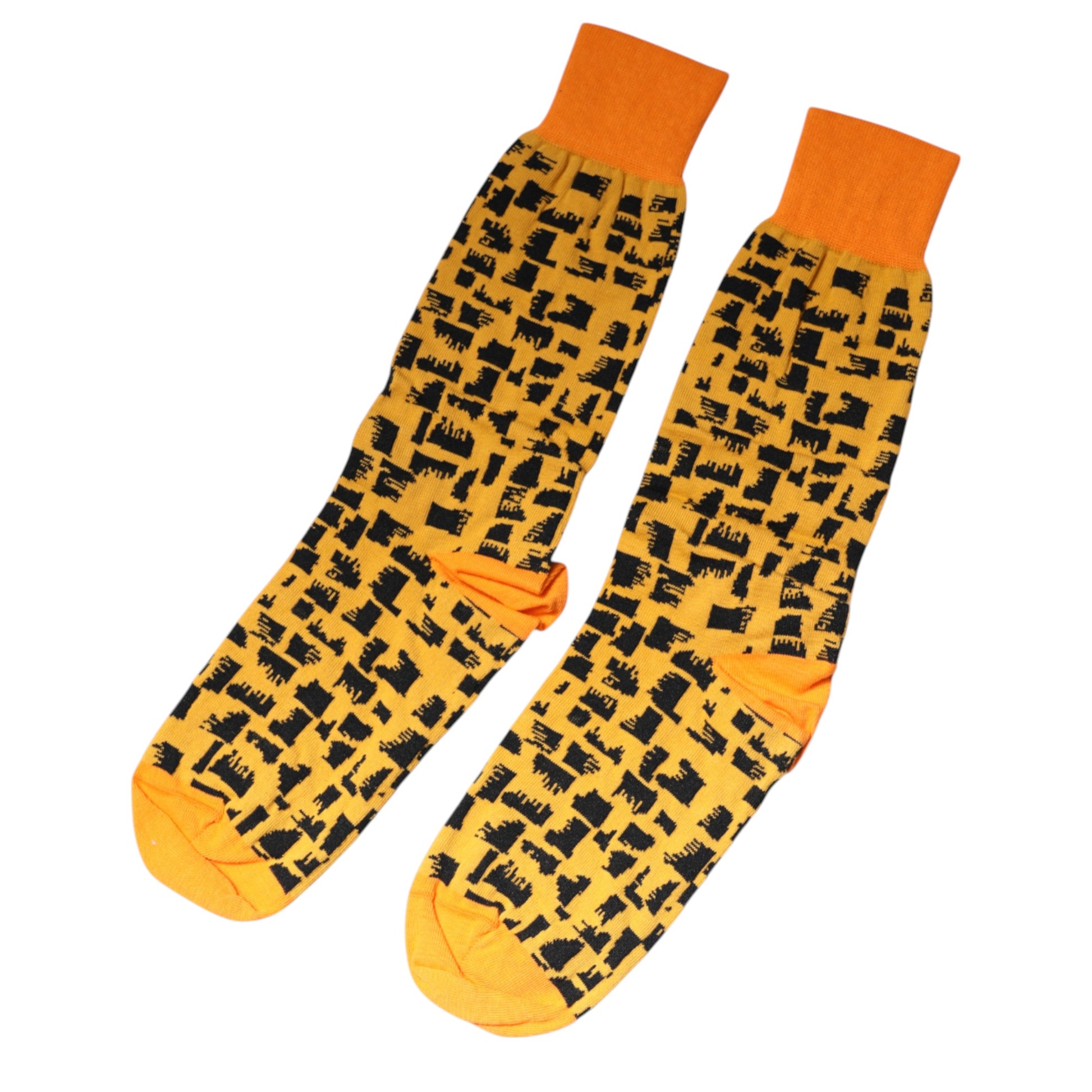 Dolce &amp; Gabbana – Wadenlange Herrensocken mit gelbem und schwarzem Aufdruck