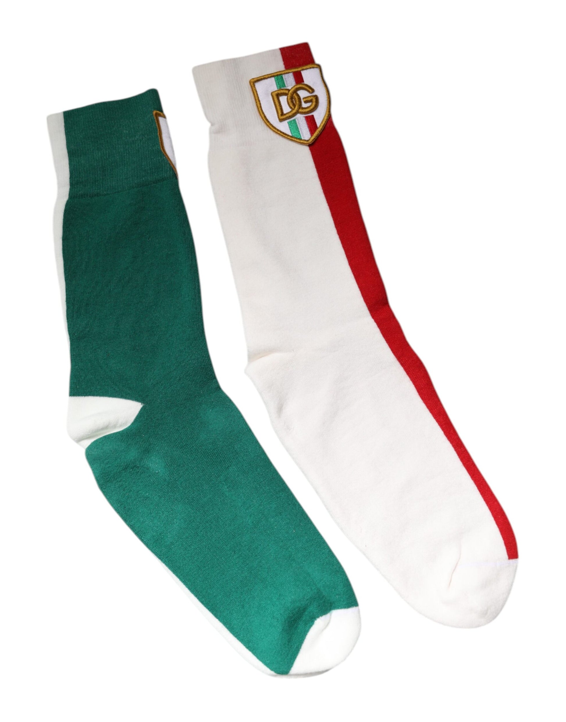 Dolce &amp; Gabbana – Mehrfarbige Socken aus Baumwolle mit DG-Logo-Aufnäher und mittlerer Wadenlänge