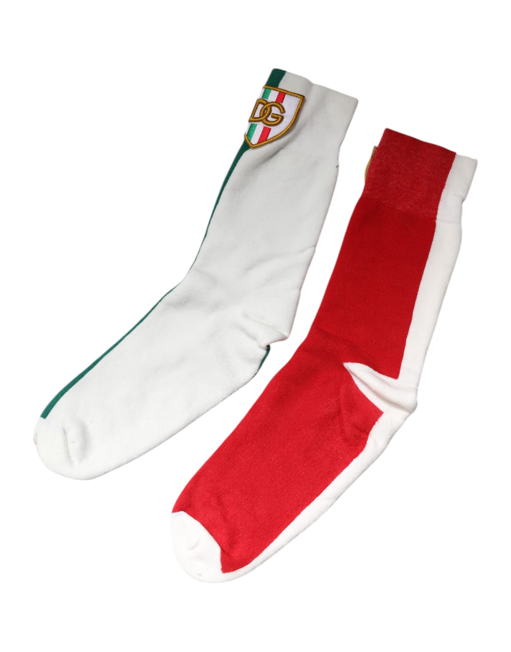 Dolce &amp; Gabbana – Mehrfarbige Socken aus Baumwolle mit DG-Logo-Aufnäher und mittlerer Wadenlänge