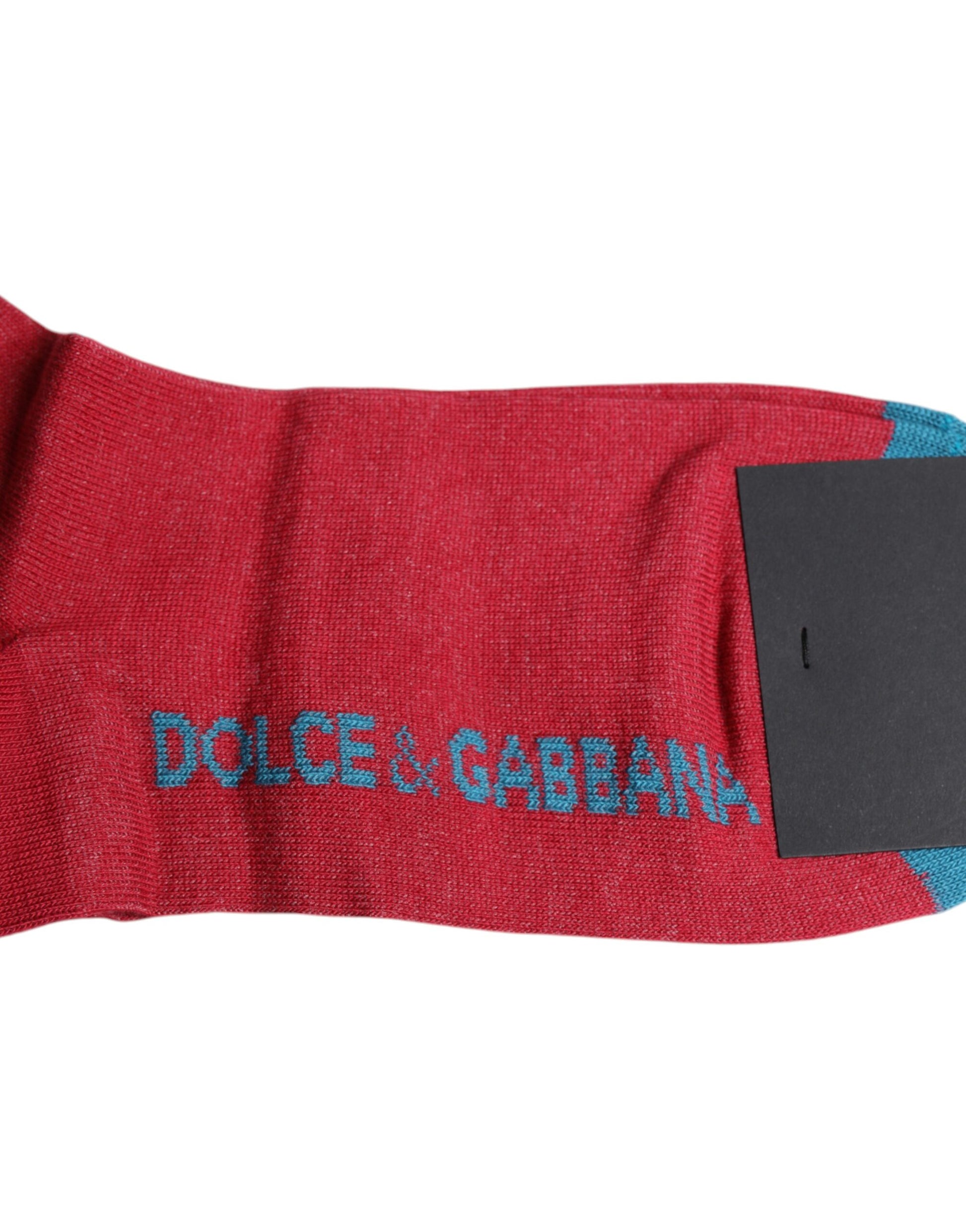 Dolce &amp; Gabbana – Wadenlange Socken aus roter Baumwolle mit DG-Logo-Print
