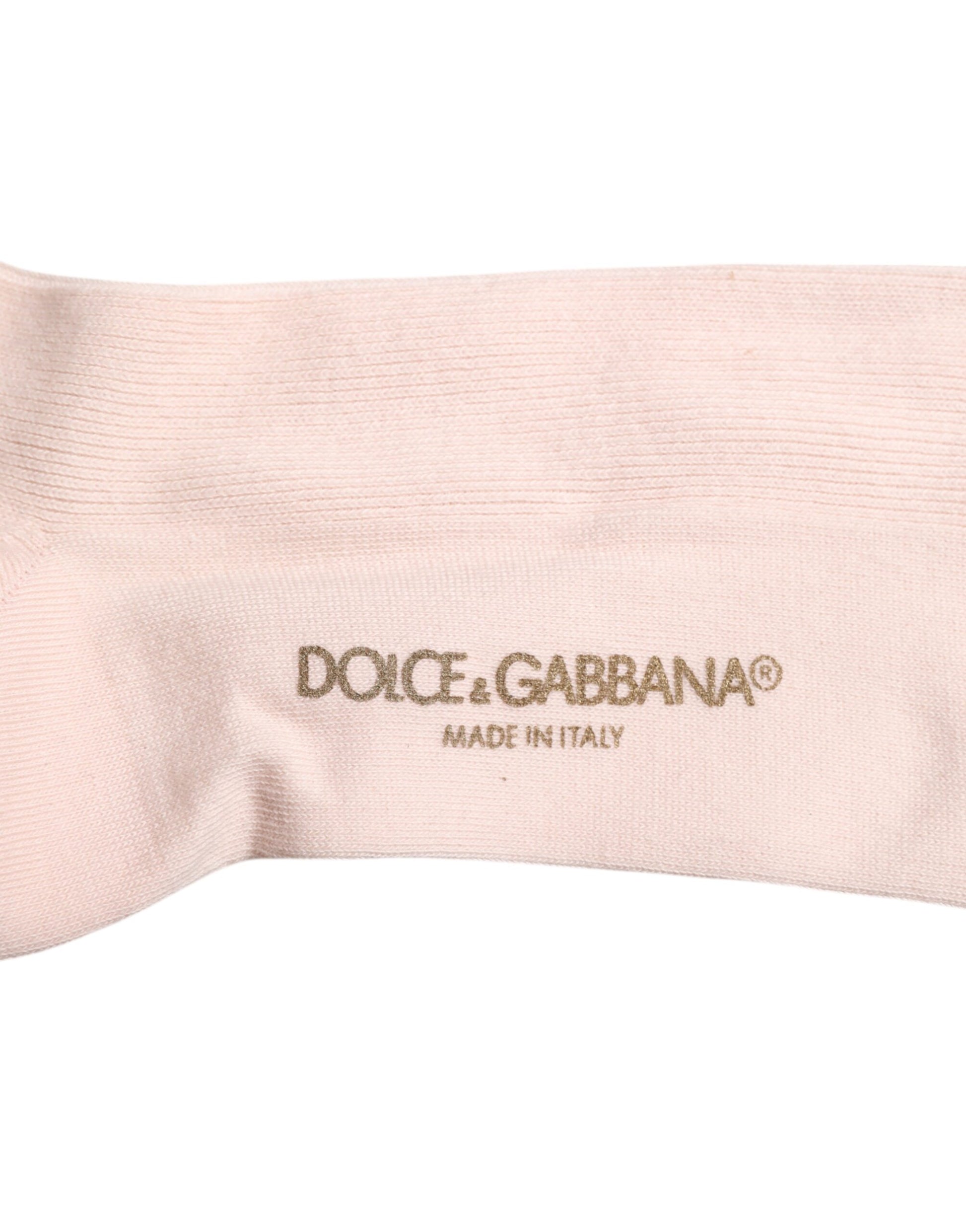 Dolce &amp; Gabbana – Wadenstrümpfe aus elfenbeinfarbener Baumwolle mit Logo