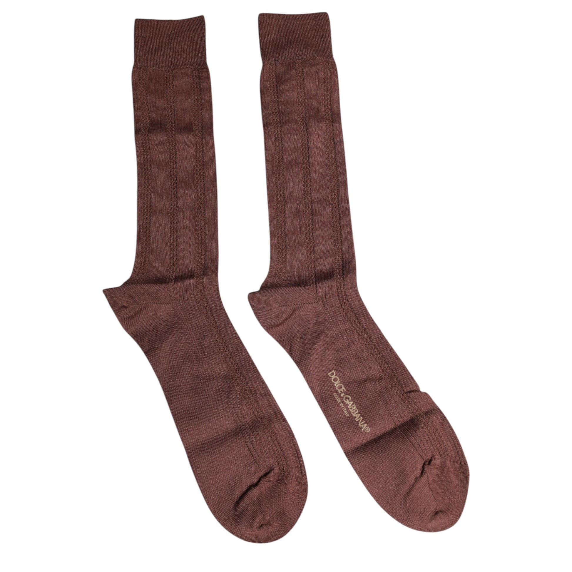 Dolce &amp; Gabbana – Wadenlange Socken mit Stretch-Logoprint in Braun