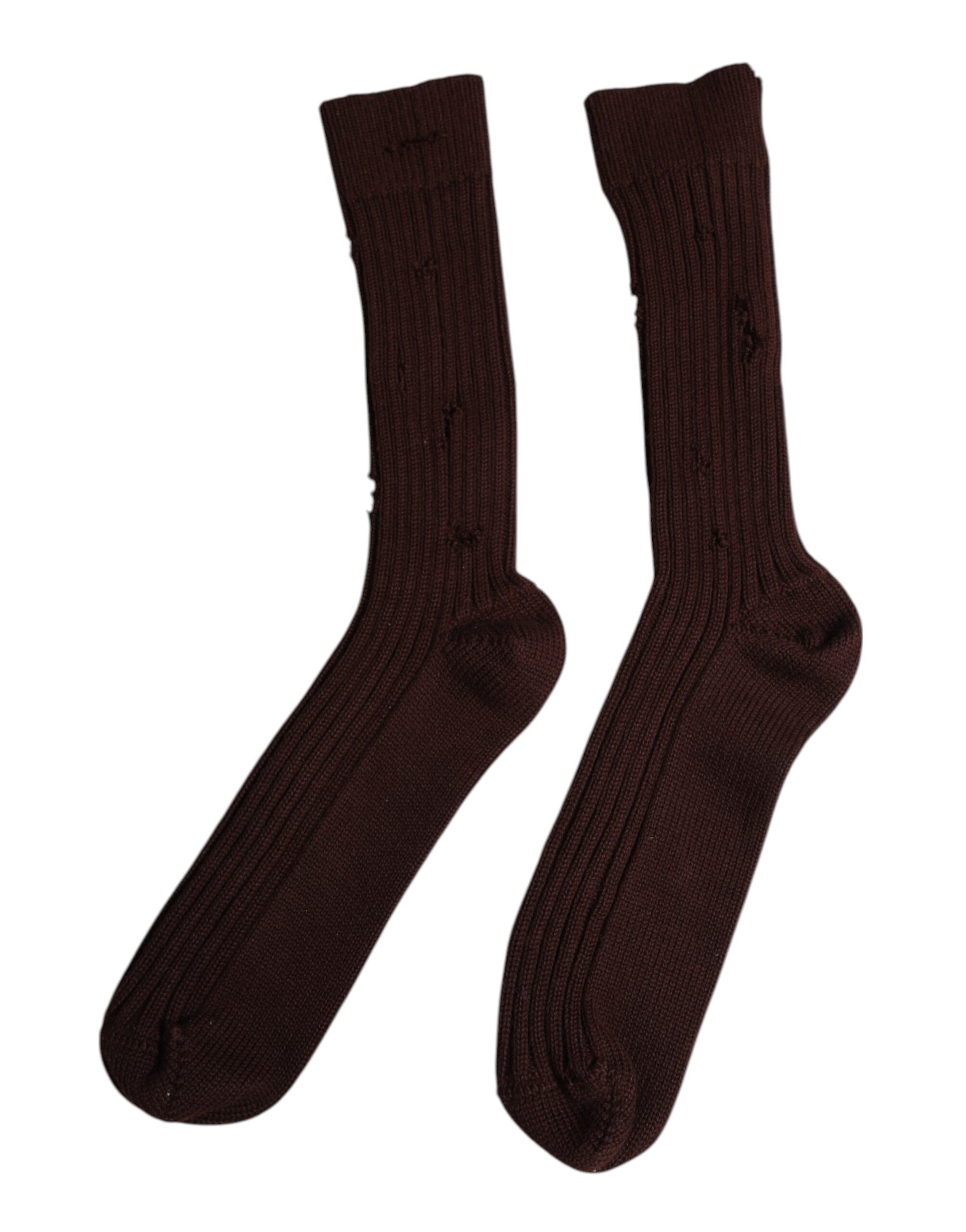 Dolce &amp; Gabbana – Wadenstrümpfe aus brauner Stretch-Baumwolle