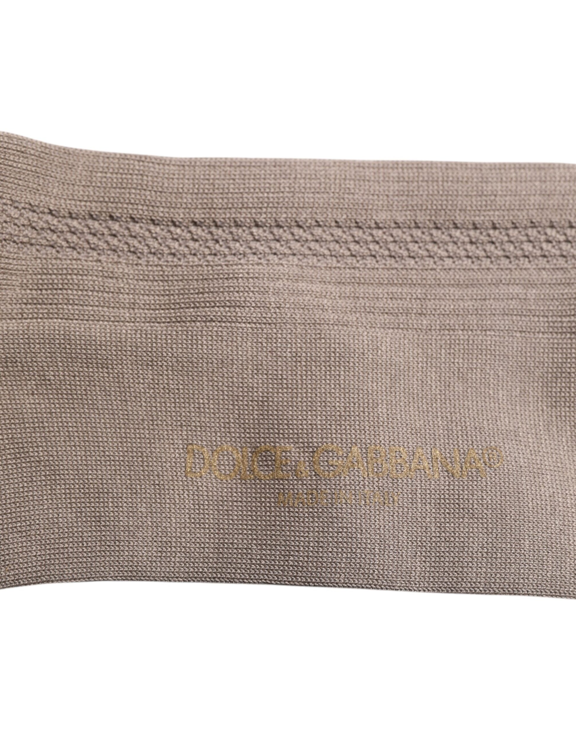 Dolce &amp; Gabbana – Wadenstrümpfe aus brauner Baumwolle mit Logo
