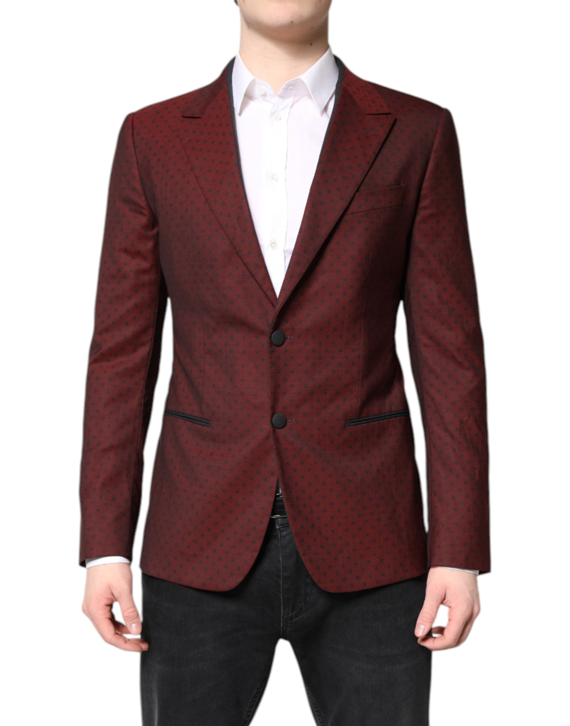 Dolce &amp; Gabbana Kastanienbraune Wolle Slim Fit Herren Mantel Jacke Blazer