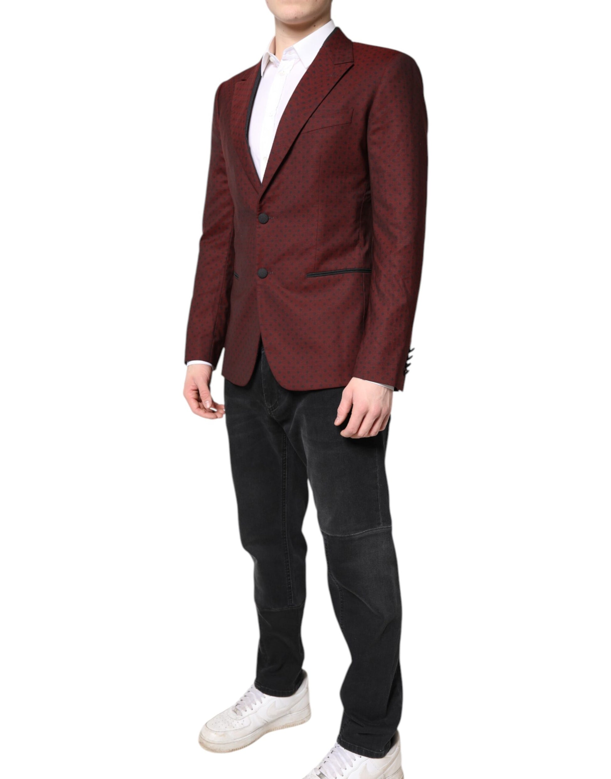Dolce &amp; Gabbana Kastanienbraune Wolle Slim Fit Herren Mantel Jacke Blazer
