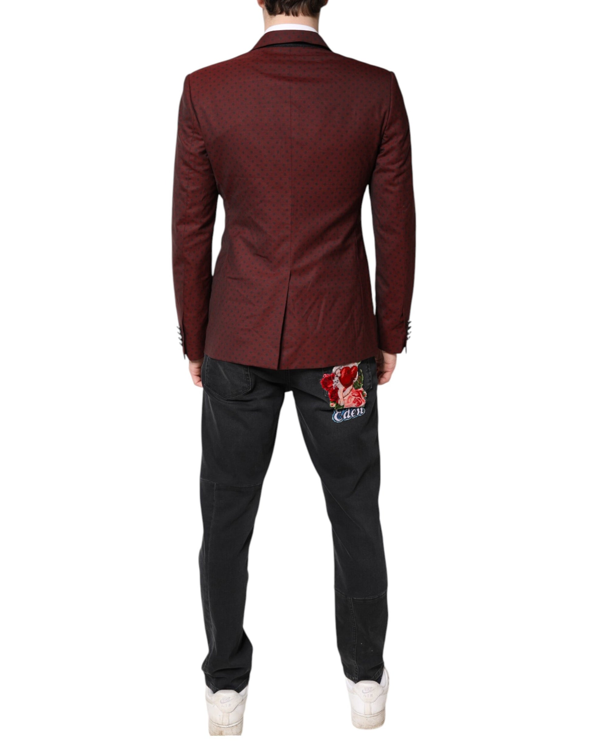 Dolce &amp; Gabbana Kastanienbraune Wolle Slim Fit Herren Mantel Jacke Blazer