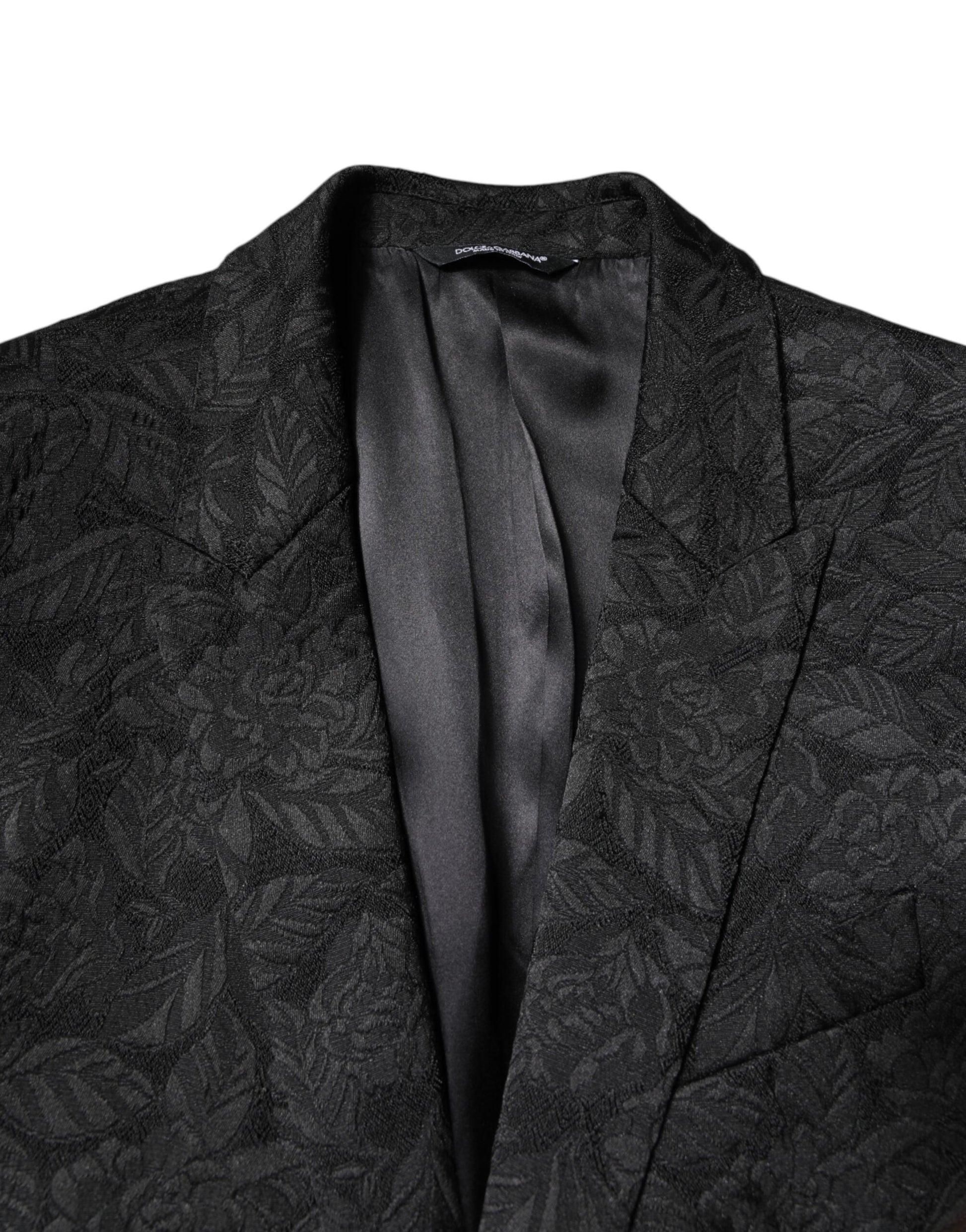 Dolce &amp; Gabbana Schwarzer MARTINI Einreihiger Brokat-Blazer