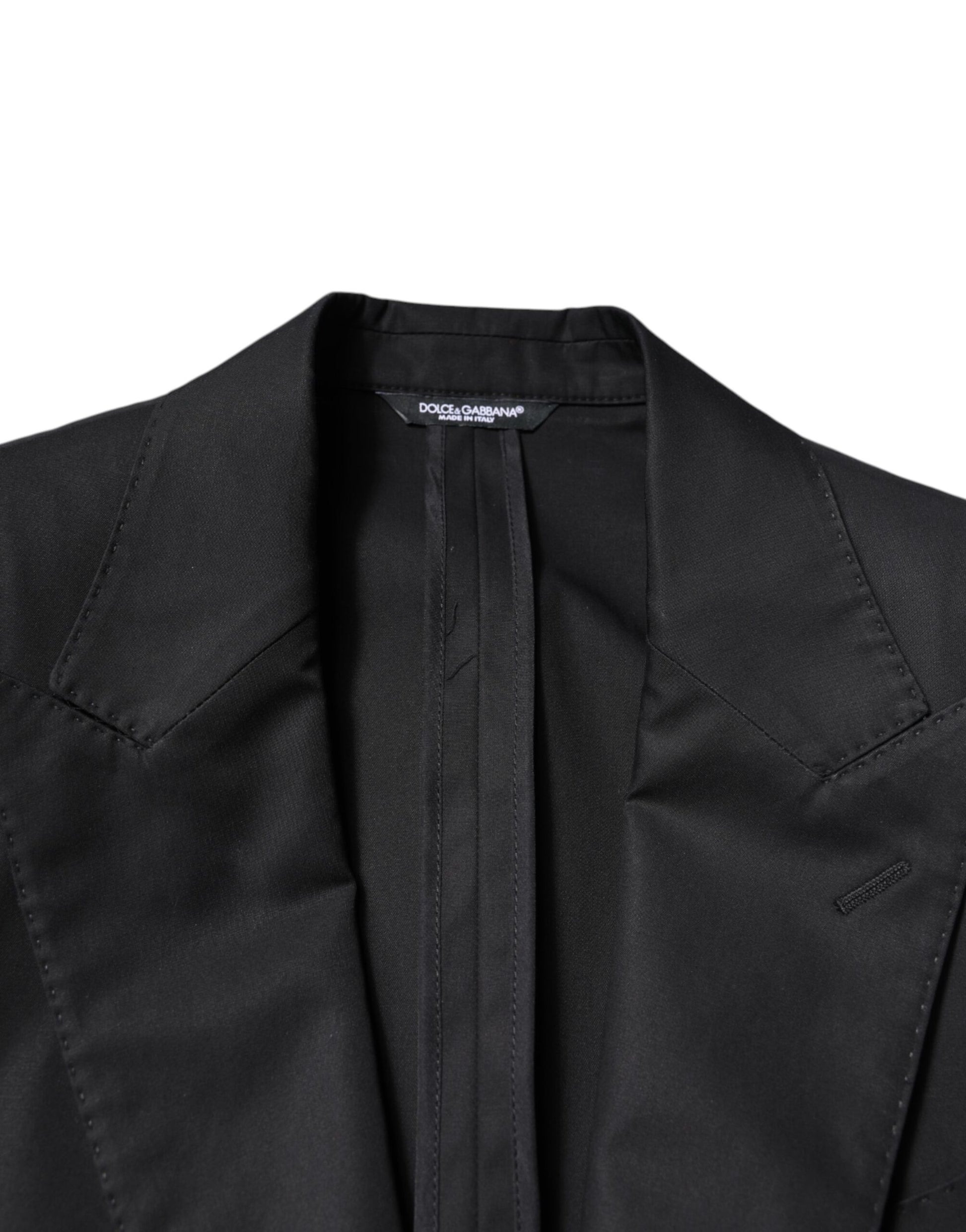 Dolce &amp; Gabbana Schwarzer einreihiger Herren-Mantelblazer aus Baumwolle