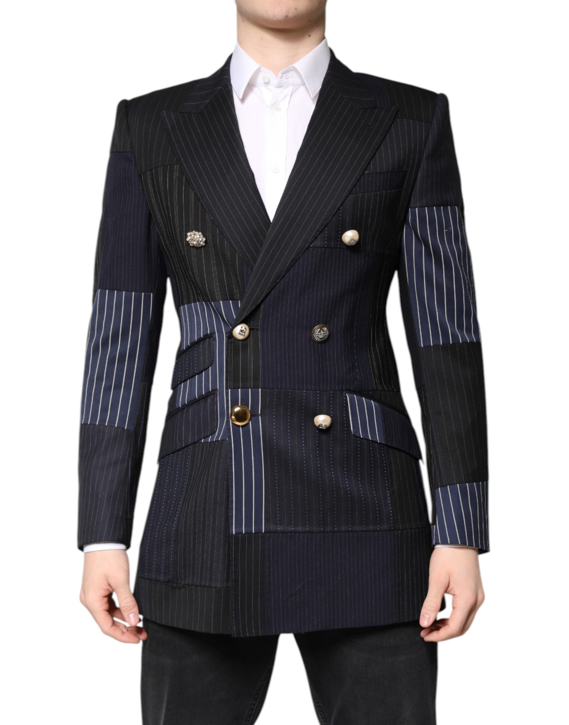 Dolce &amp; Gabbana Mehrfarbiger Patchwork-Jackenmantel-Anzugblazer