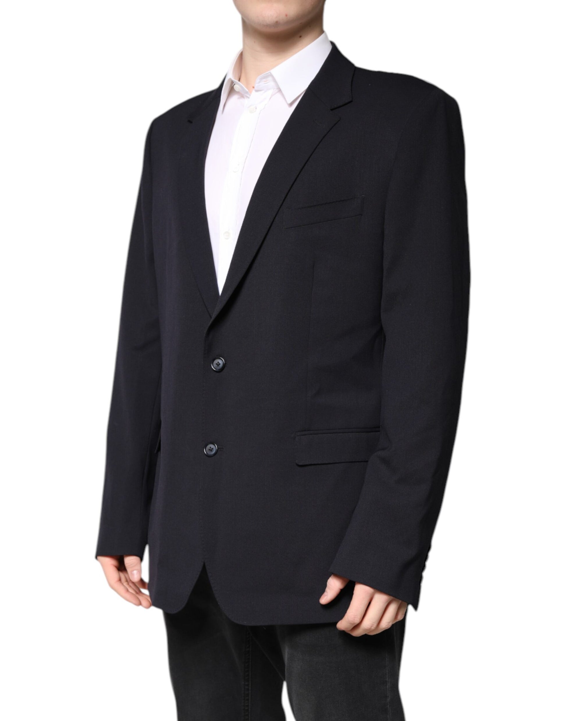 Dolce &amp; Gabbana Dunkelblauer einreihiger Blazer aus Wolle