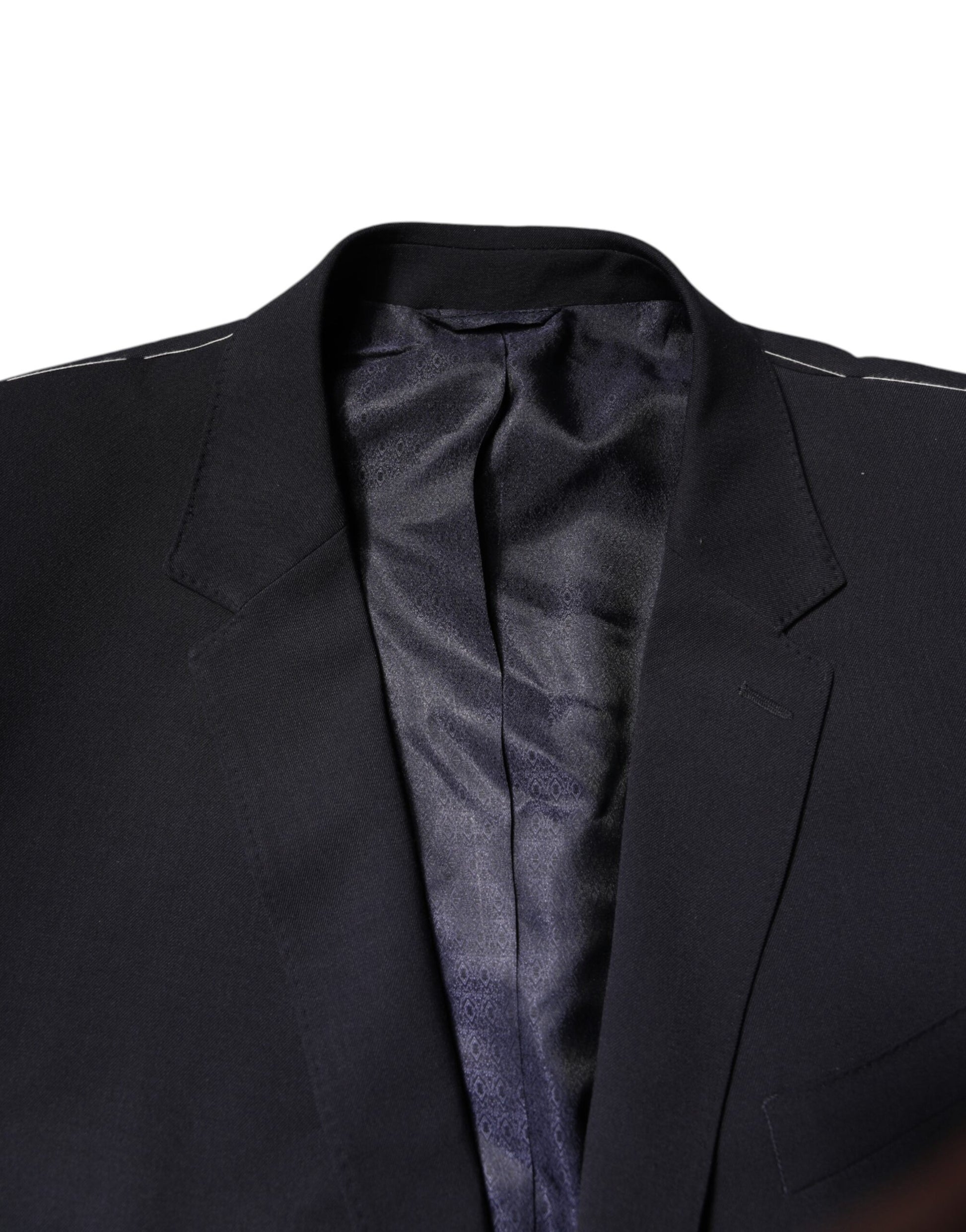 Dolce &amp; Gabbana Dunkelblauer einreihiger Blazer aus Wolle