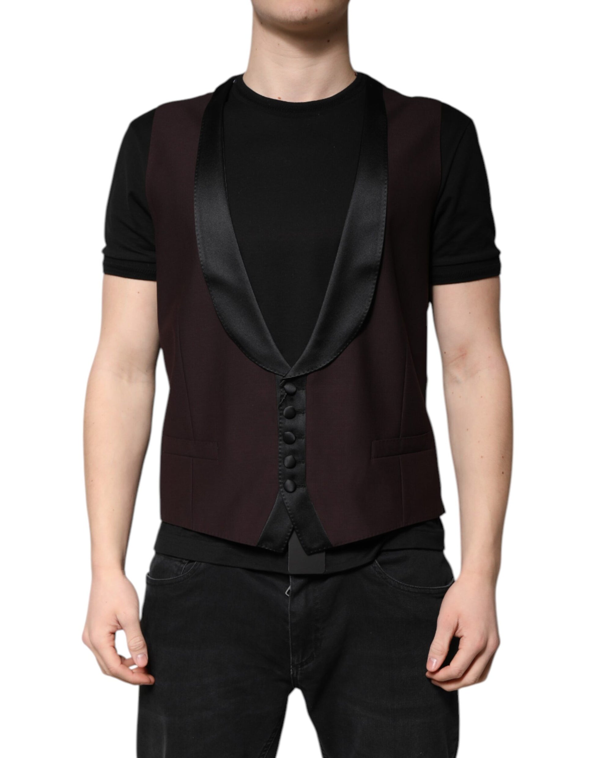 Dolce &amp; Gabbana Kastanienbraune Weste aus Wolle, formelle Weste