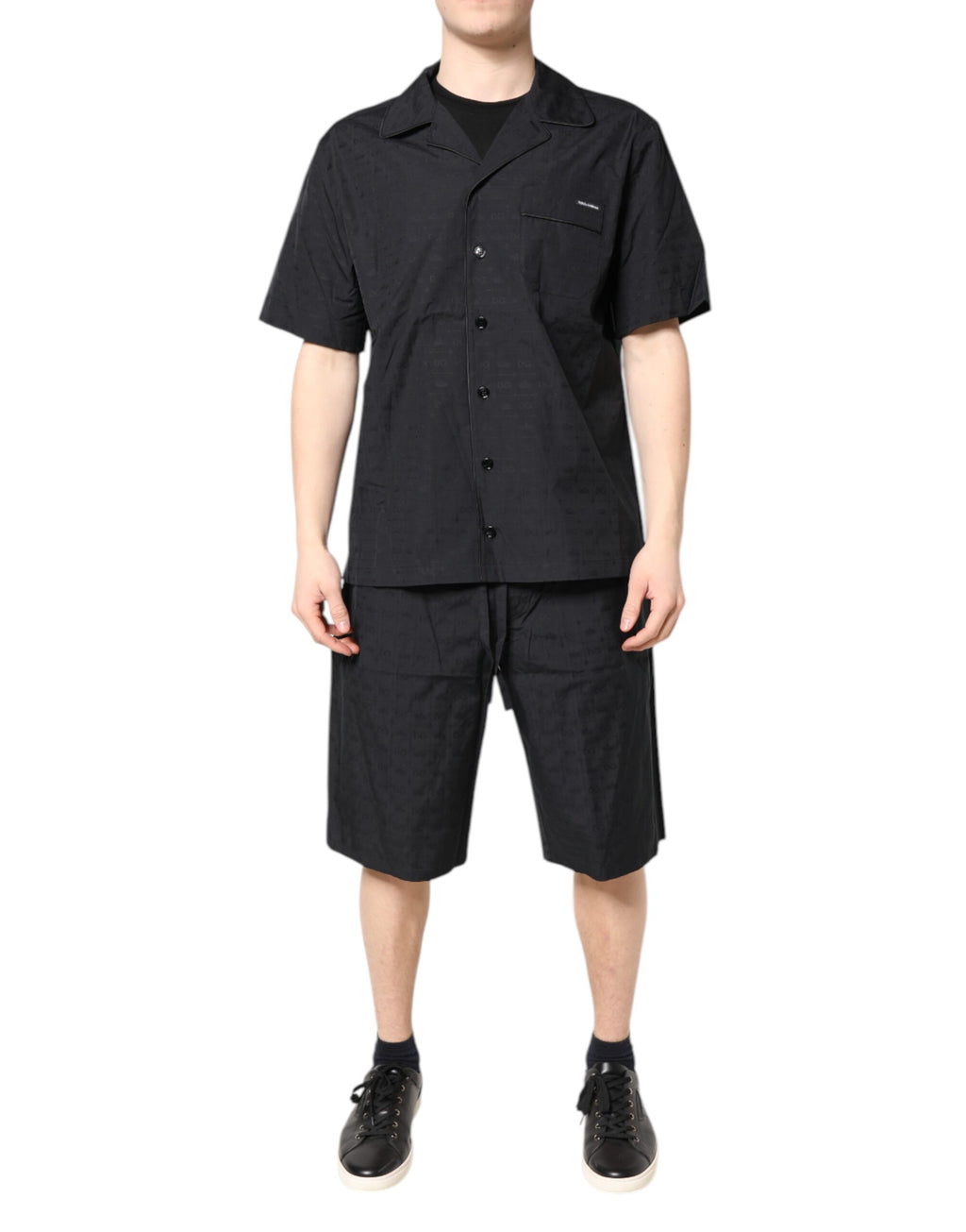 Dolce &amp; Gabbana Herren-Pyjama-Set aus schwarzer Baumwolle, Nachtwäsche