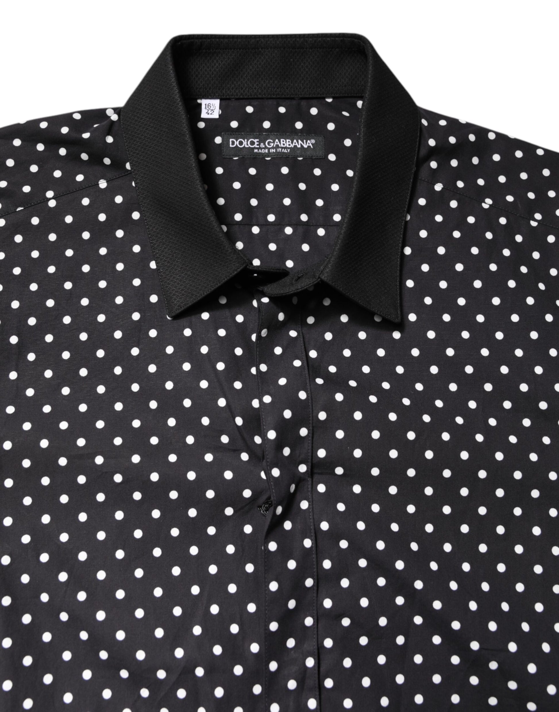 Dolce &amp; Gabbana – Schwarzes, gepunktetes Hemd aus Baumwolle für formelle Anlässe