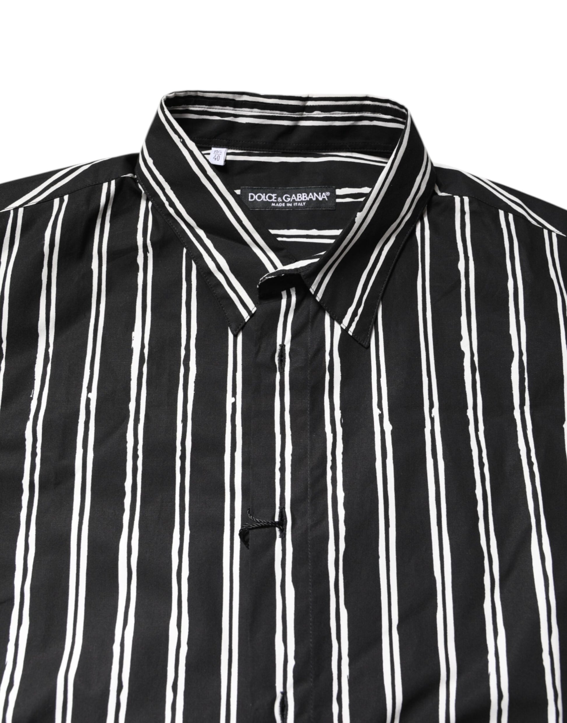 Dolce &amp; Gabbana – Schwarz-weiß gestreiftes Baumwollhemd