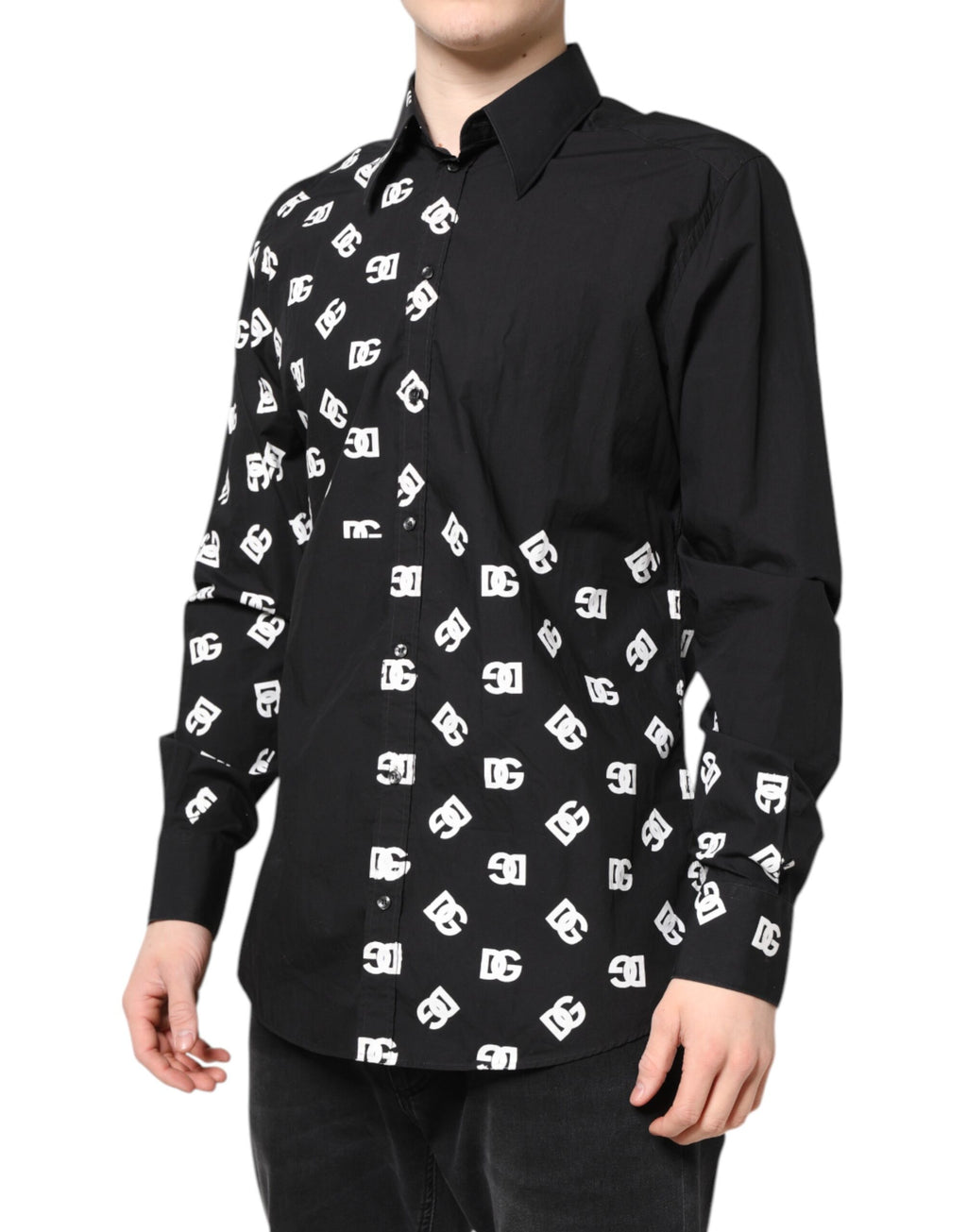 Dolce &amp; Gabbana Schwarzes MARTINI-Oberhemd aus Baumwolle mit DG-Logo