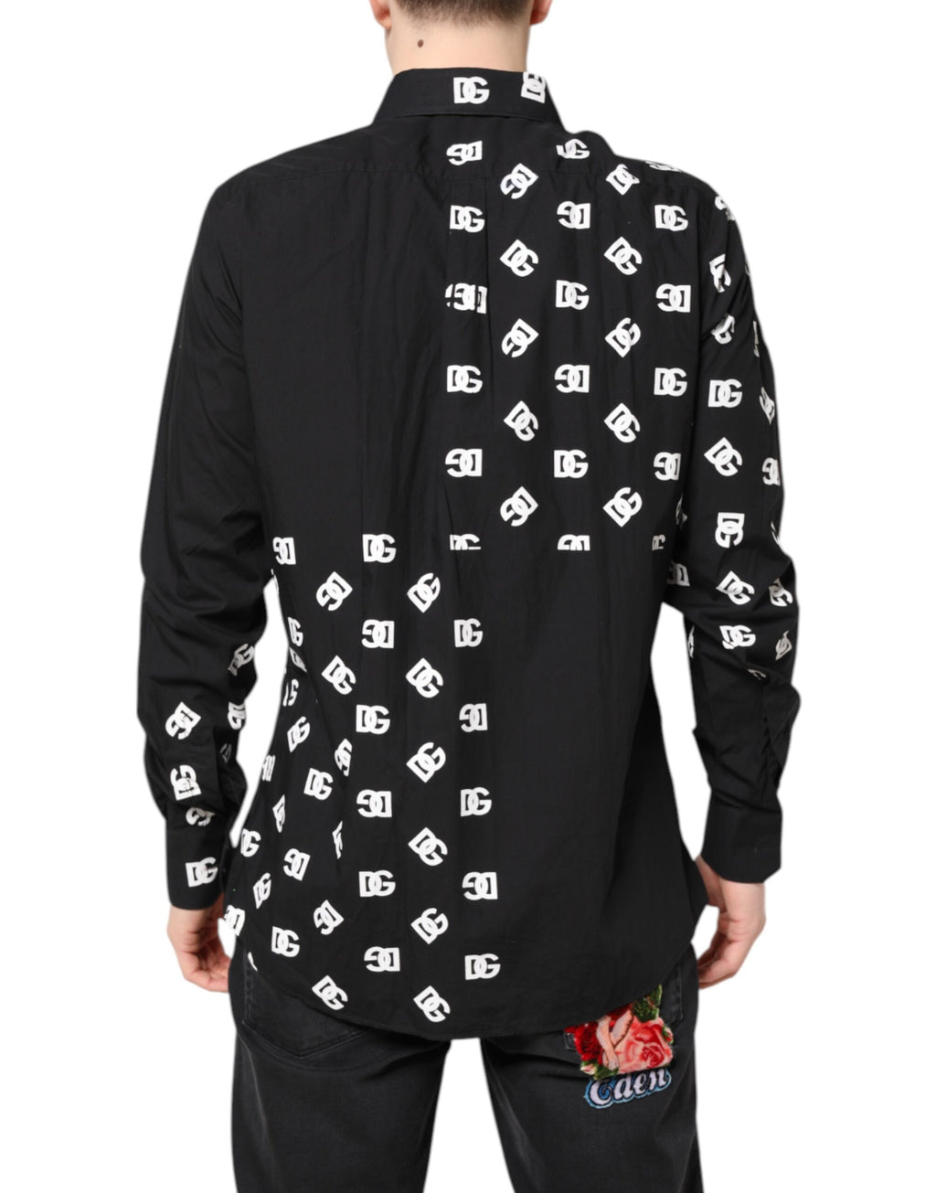 Dolce &amp; Gabbana Schwarzes MARTINI-Oberhemd aus Baumwolle mit DG-Logo