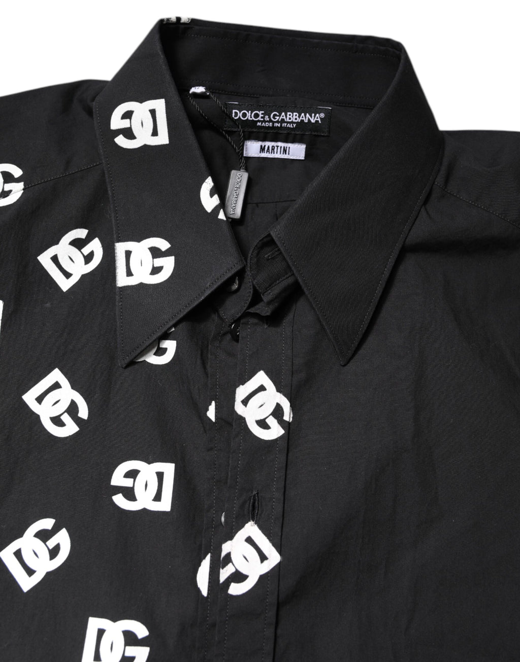Dolce &amp; Gabbana Schwarzes MARTINI-Oberhemd aus Baumwolle mit DG-Logo