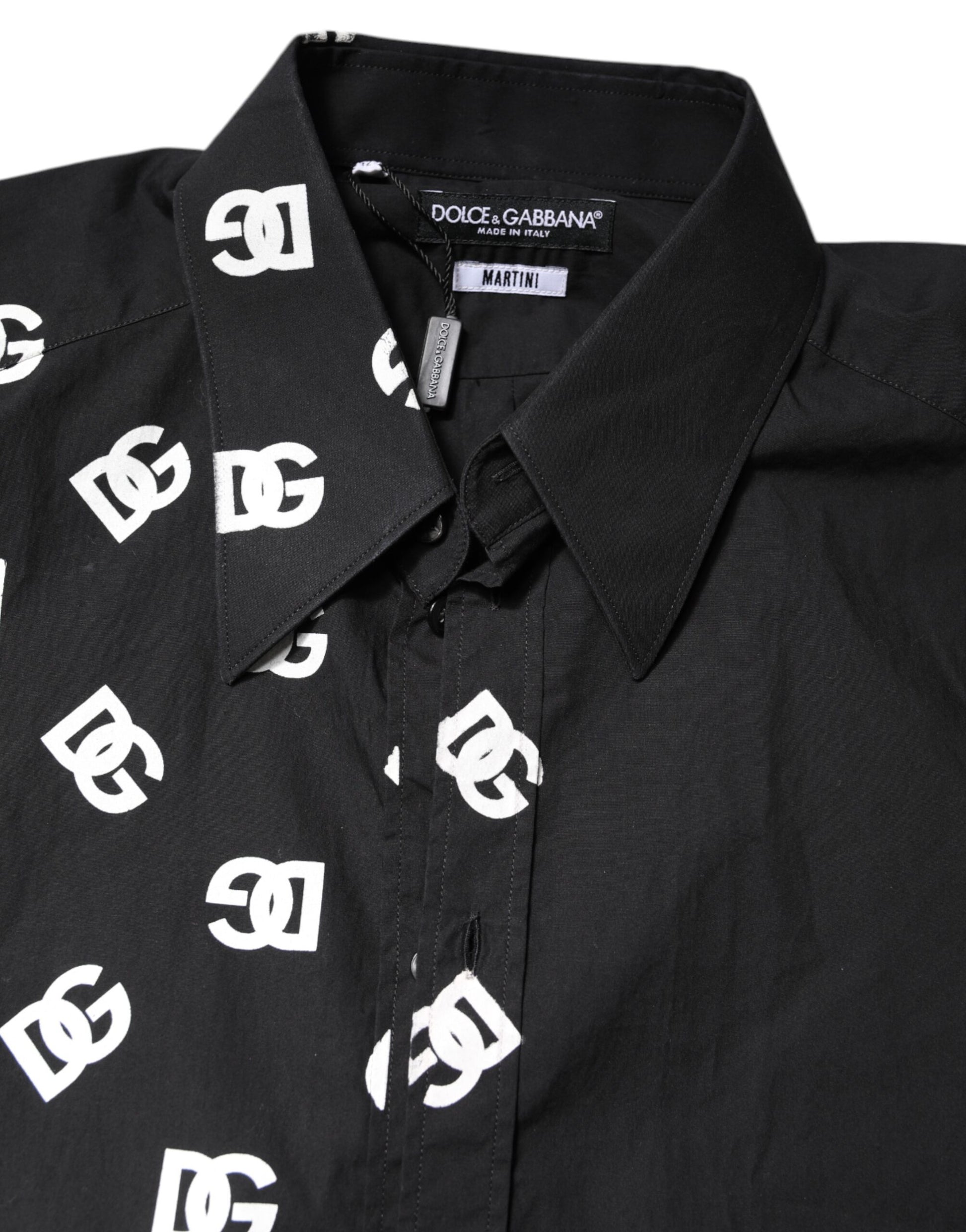 Dolce &amp; Gabbana Schwarzes MARTINI-Oberhemd aus Baumwolle mit DG-Logo