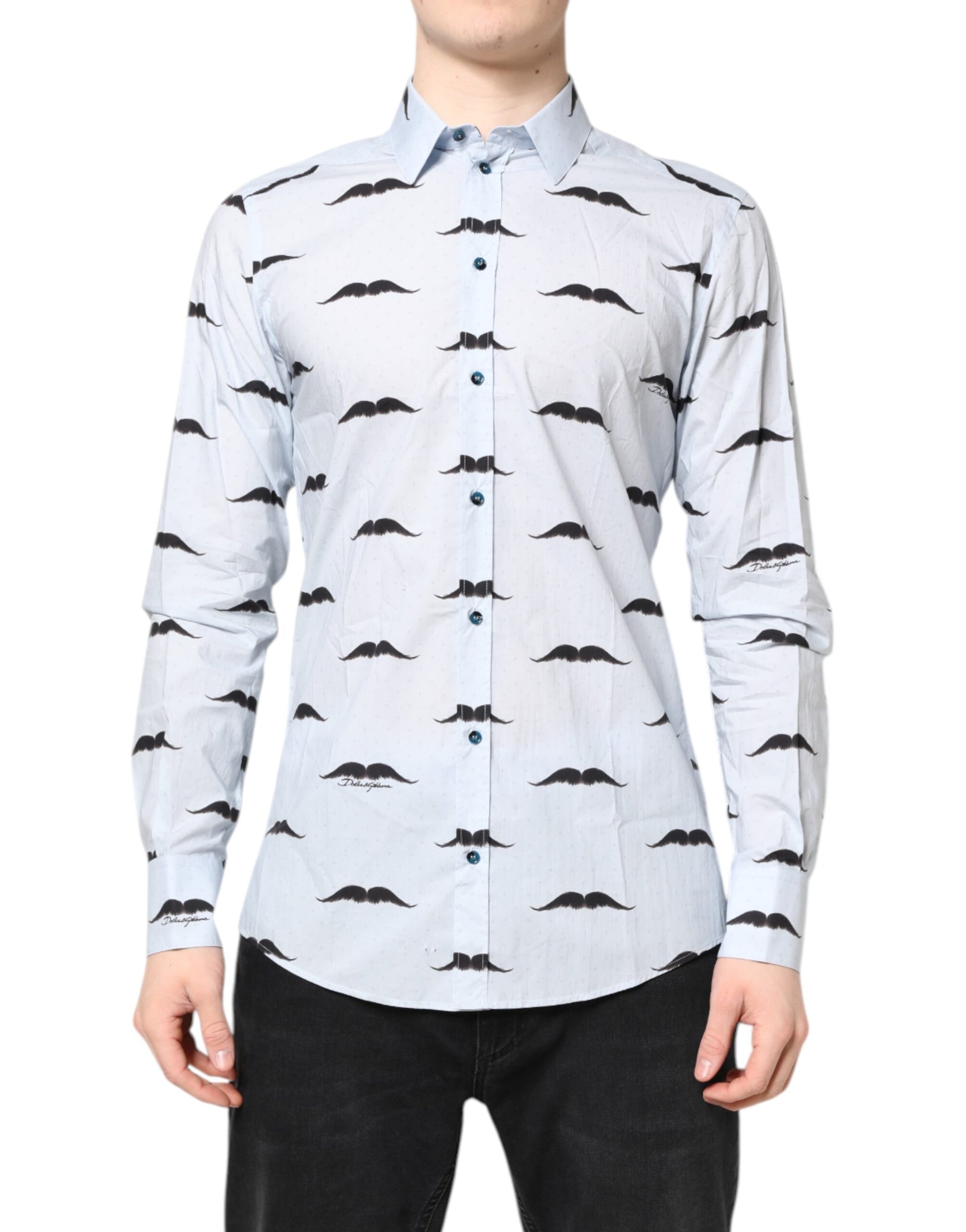 Dolce &amp; Gabbana Hellblaues MARTINI-Hemd aus Baumwolle